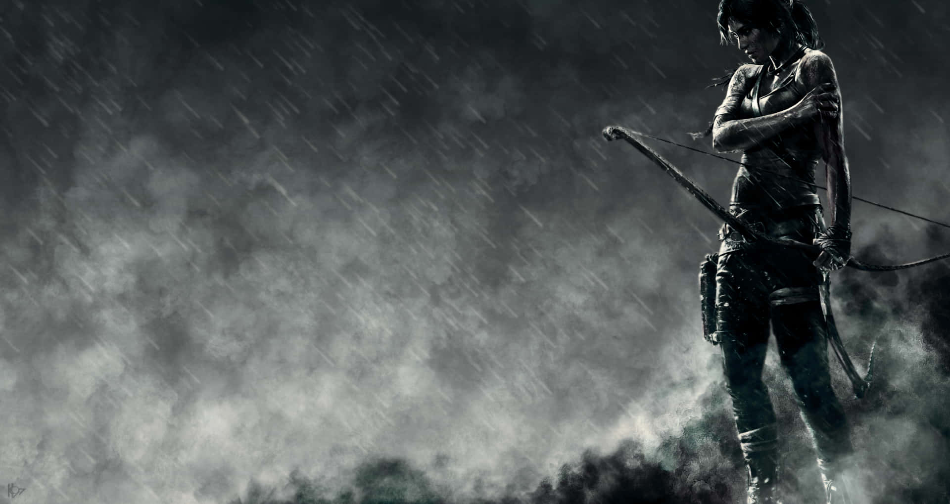 Woman In An Omniscient Rain Background