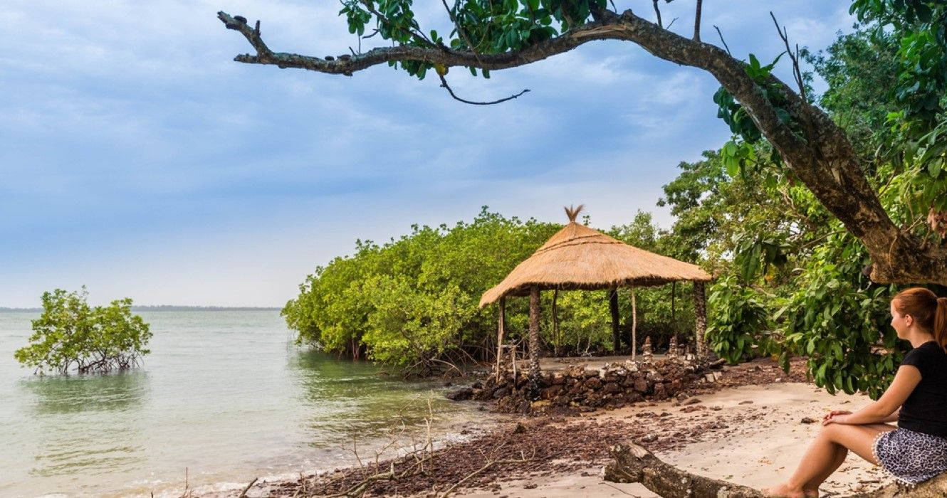 Woman In Bubaque Island Guinea Bissau Background