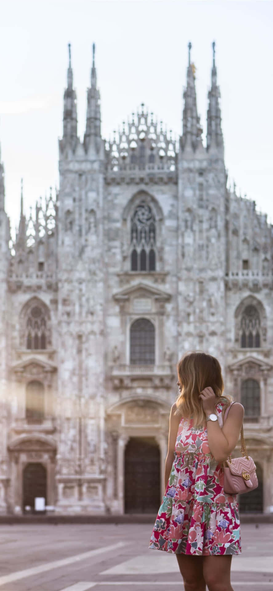 Woman In Front Of Milan Cathedral