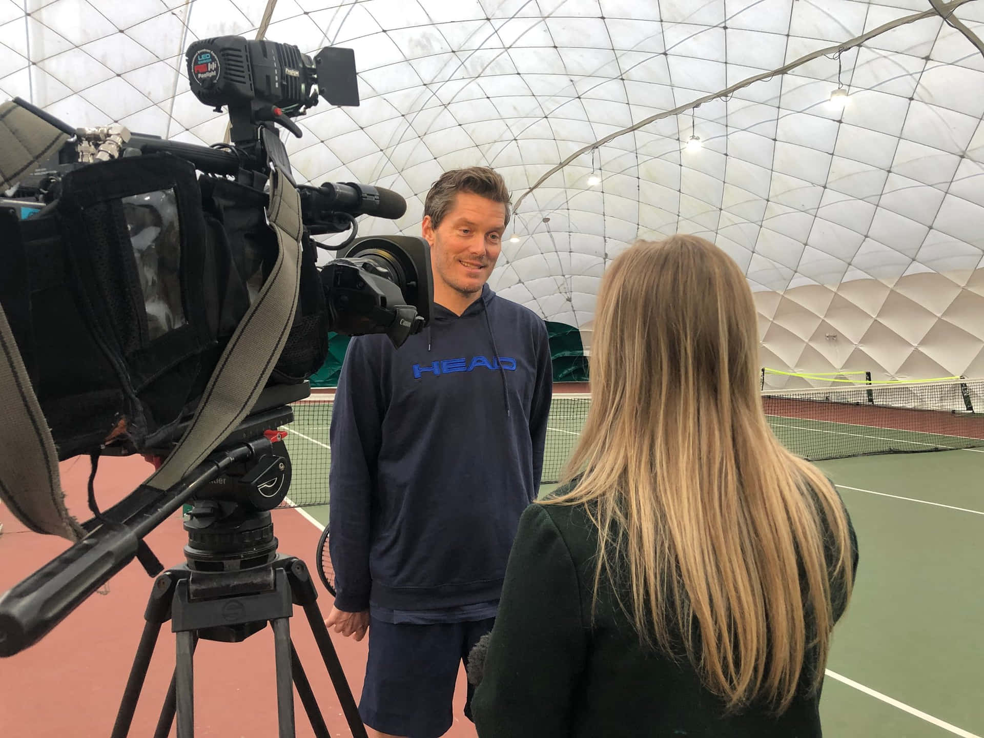 Woman Interviewing Thomas Enqvist