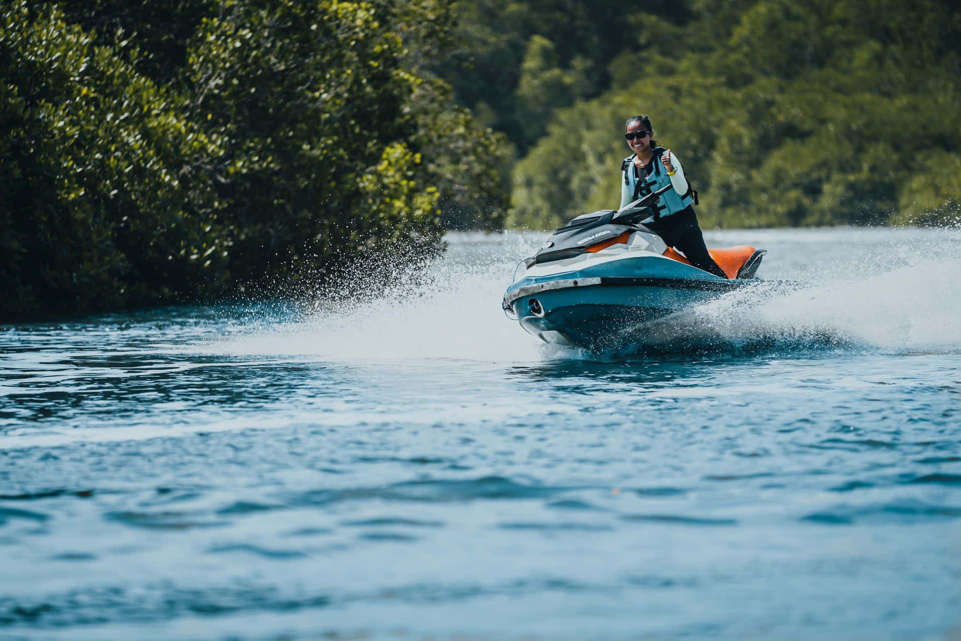 Woman Jet Ski Pilot Background