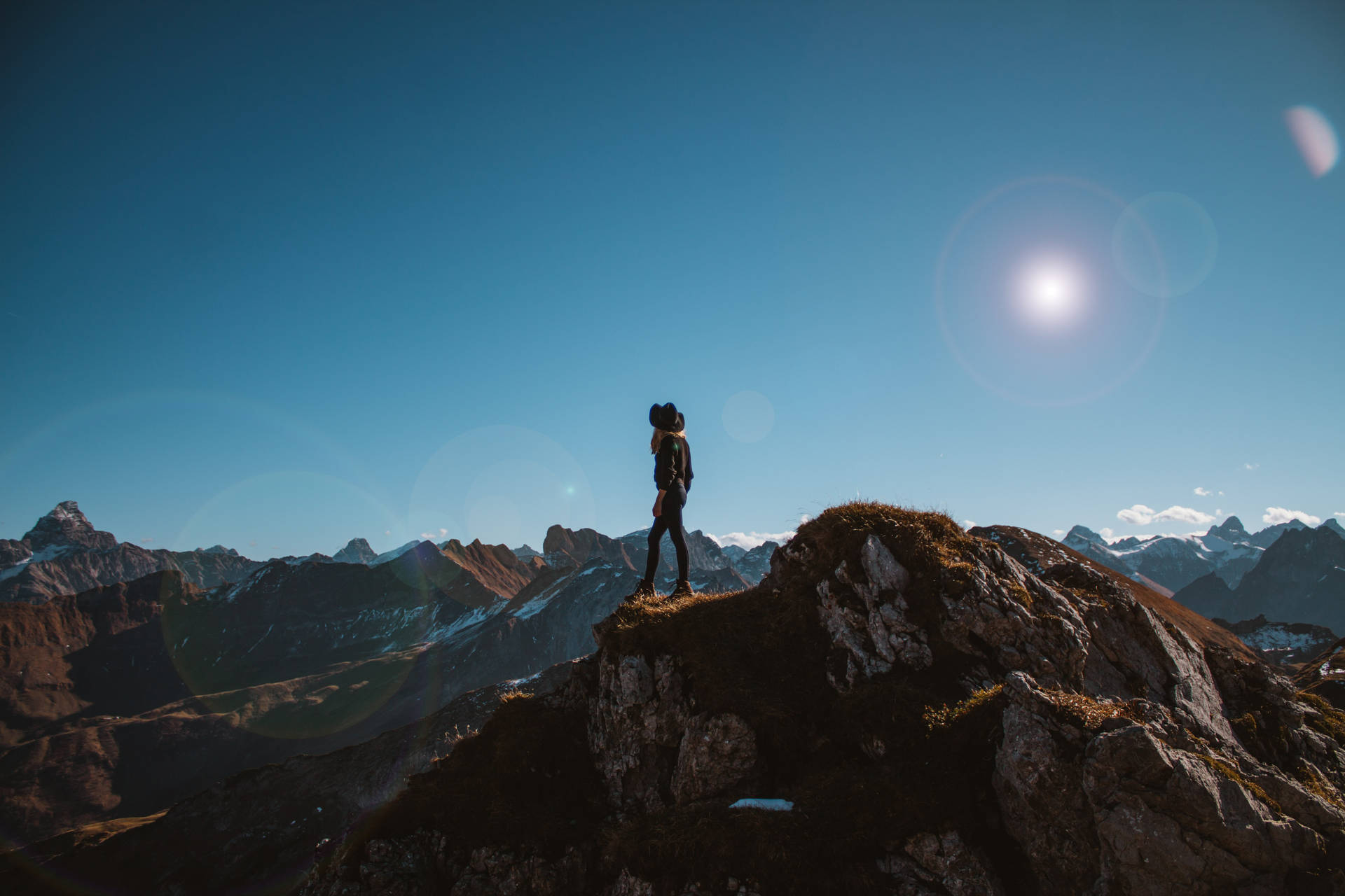 Woman Looking At Beautiful Blue Skies