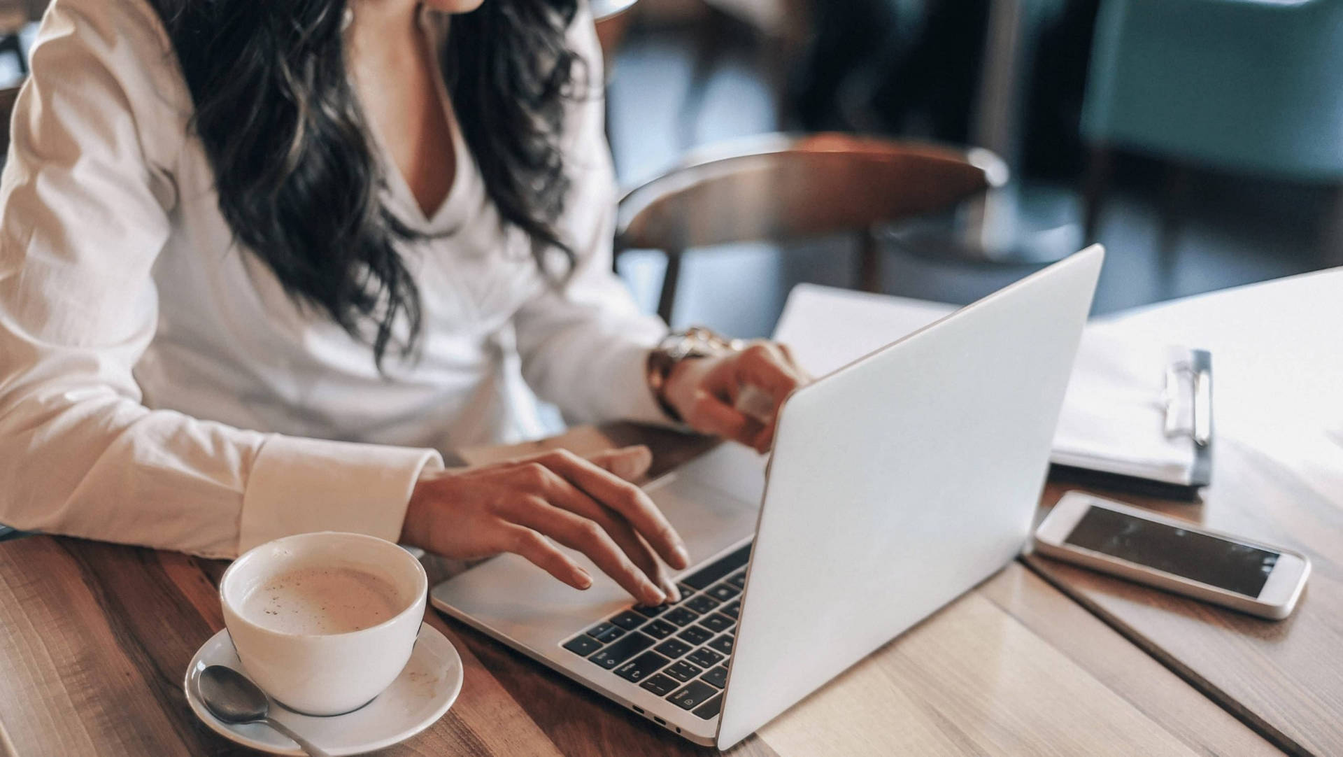 Woman Making Content At Coffee Shop