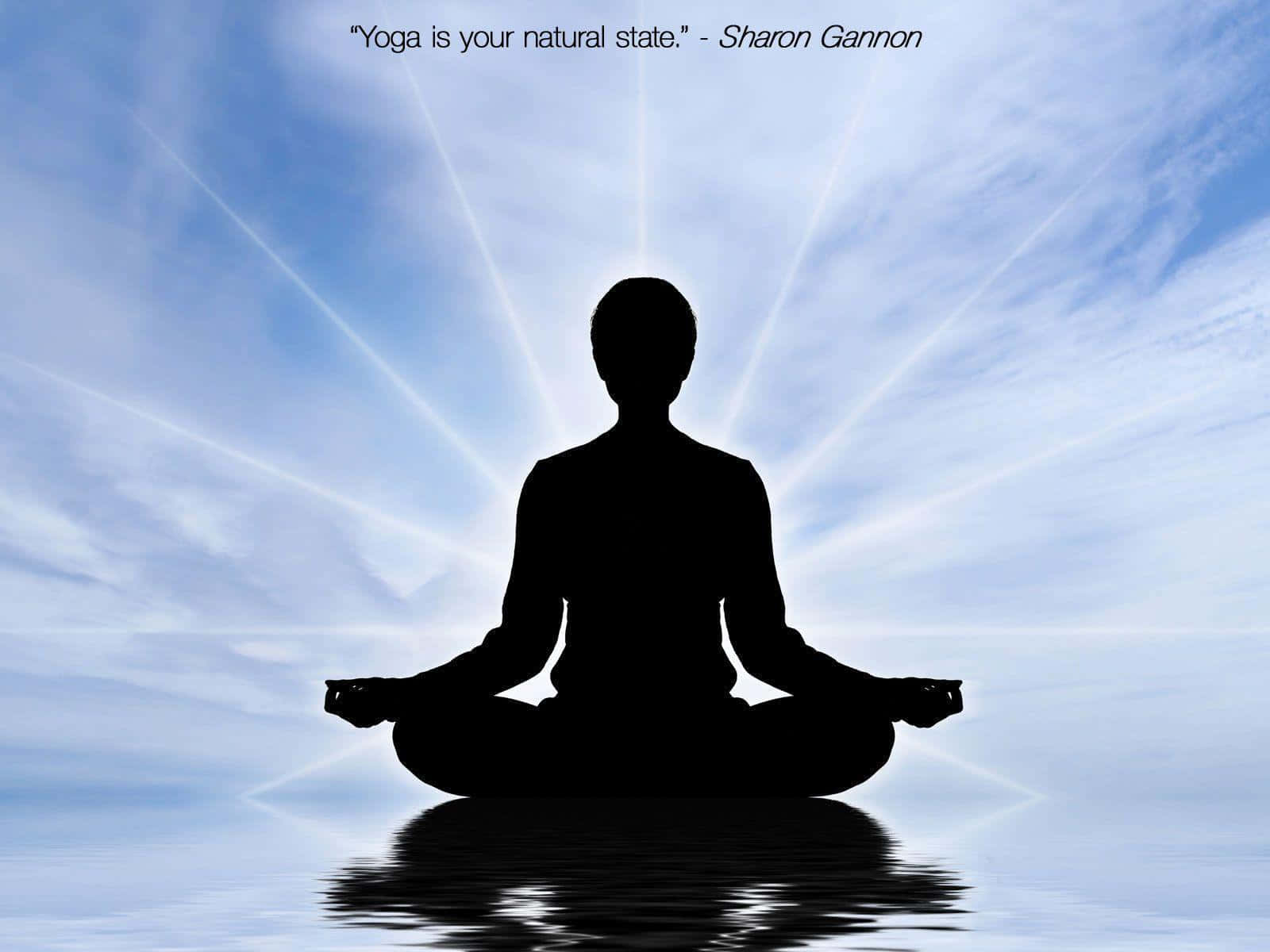 Woman Meditating Outdoors Surrounded By Nature Background