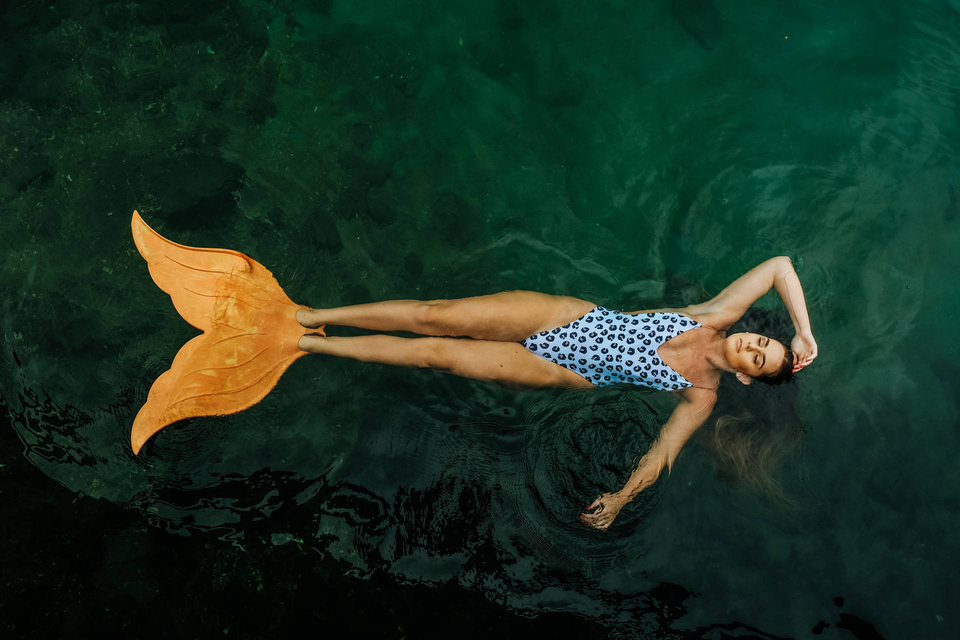 Woman Mermaid Flippers Background