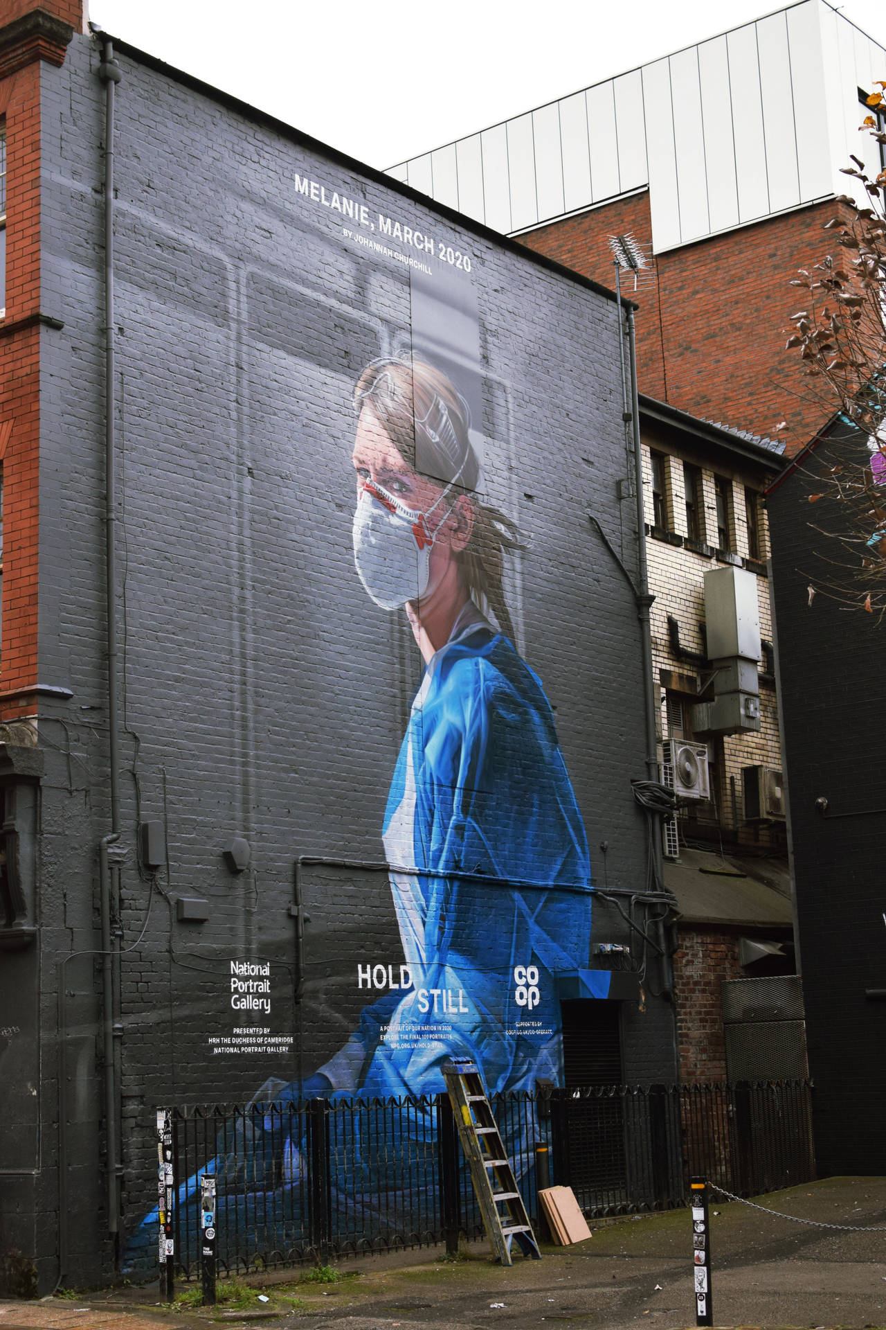 Woman Nurse Building Street Art Background