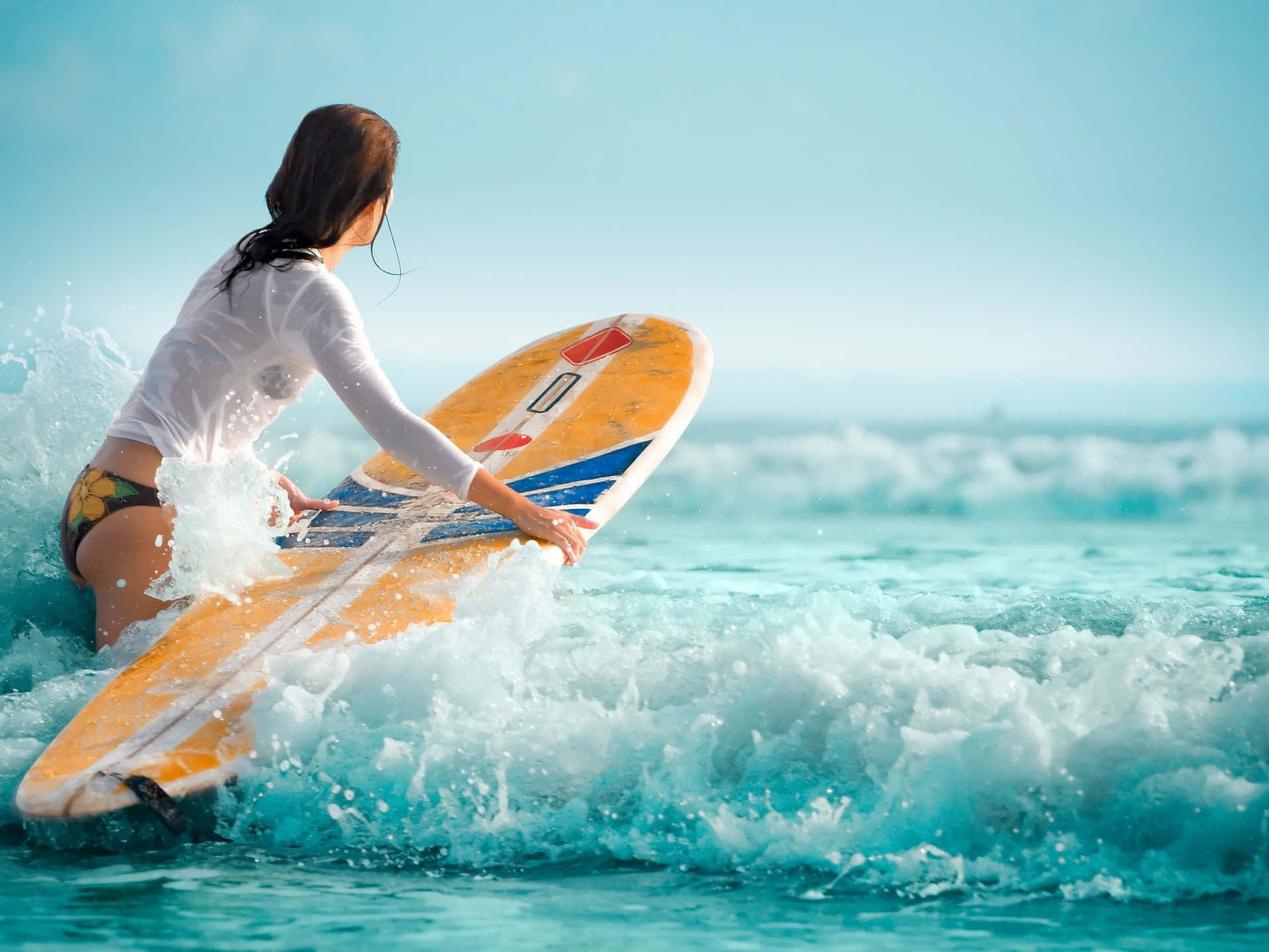 Woman Ocean Surfboard