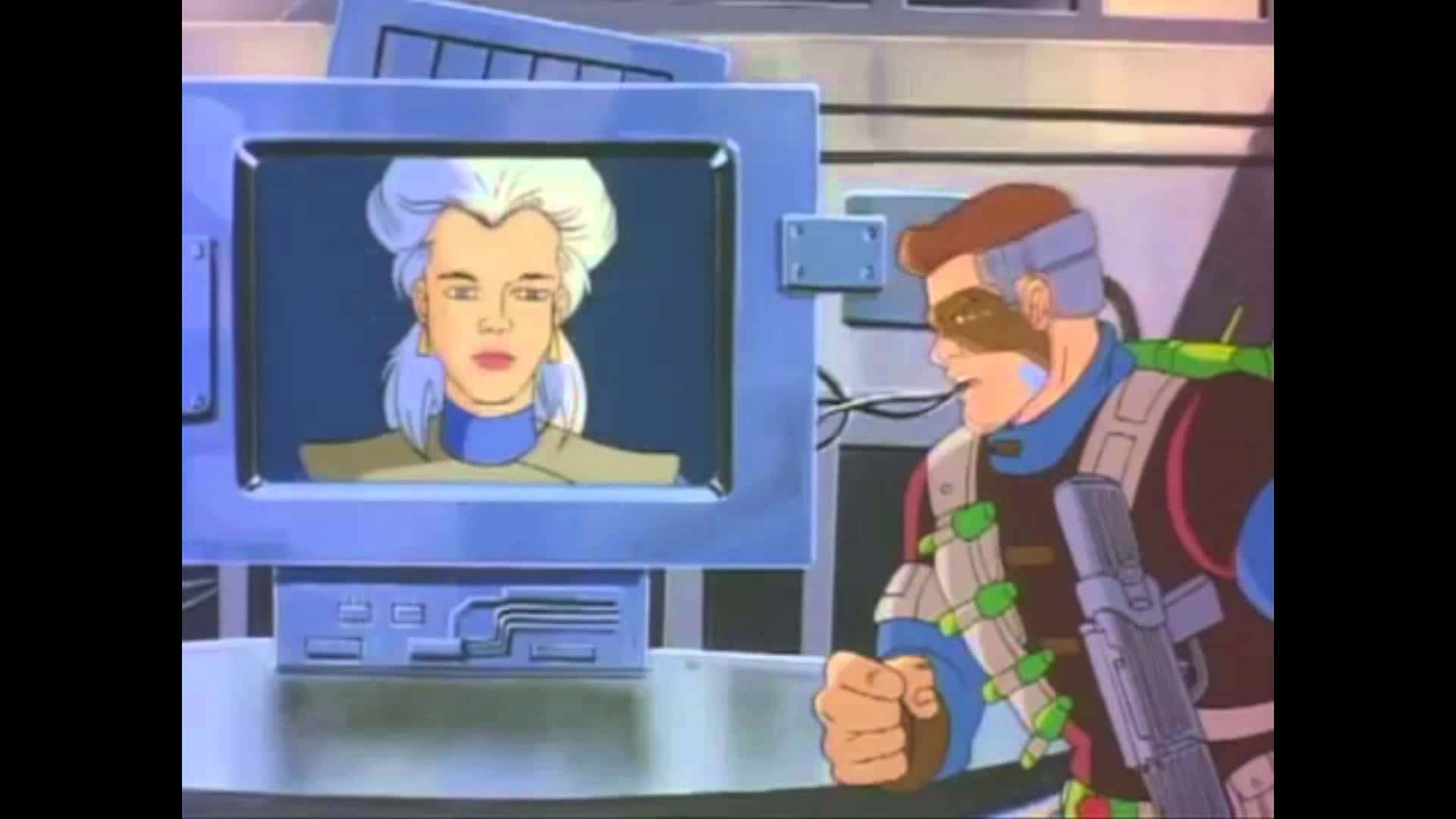 Woman On A Monitor Exosquad Background
