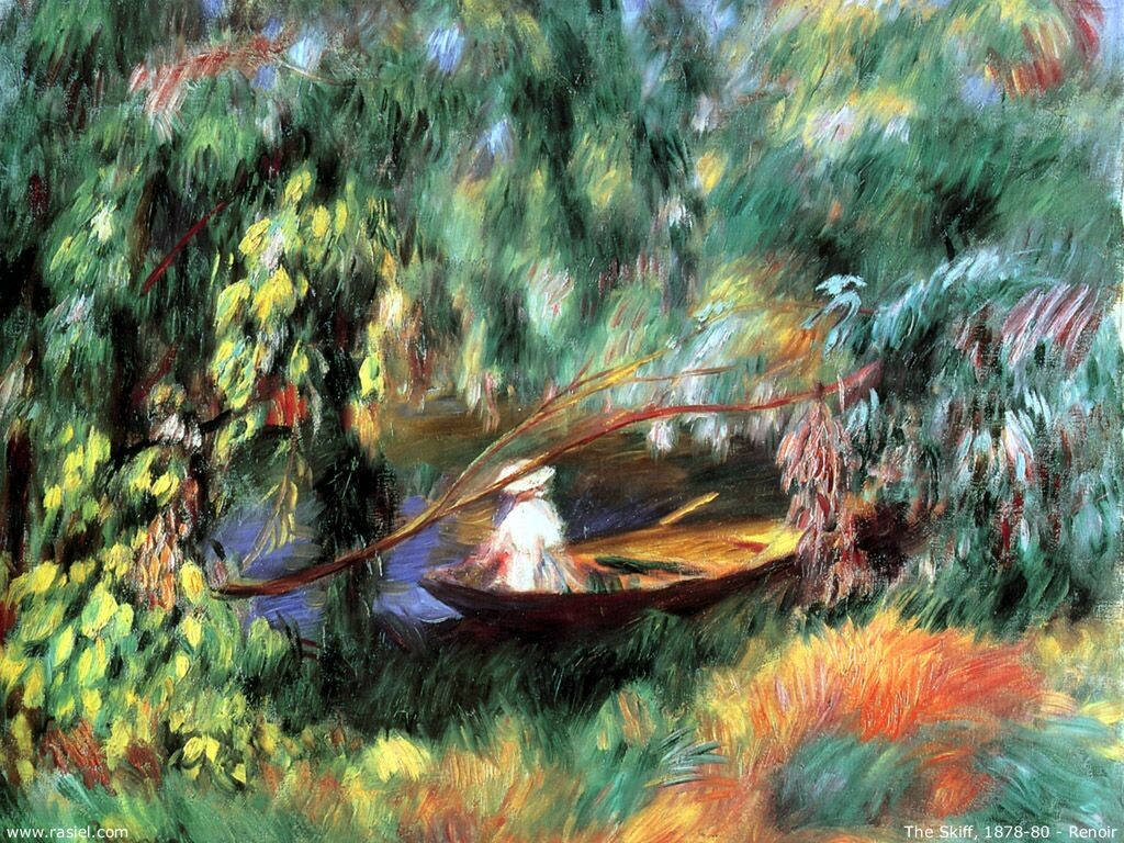 Woman On A Watercraft By Renoir Background