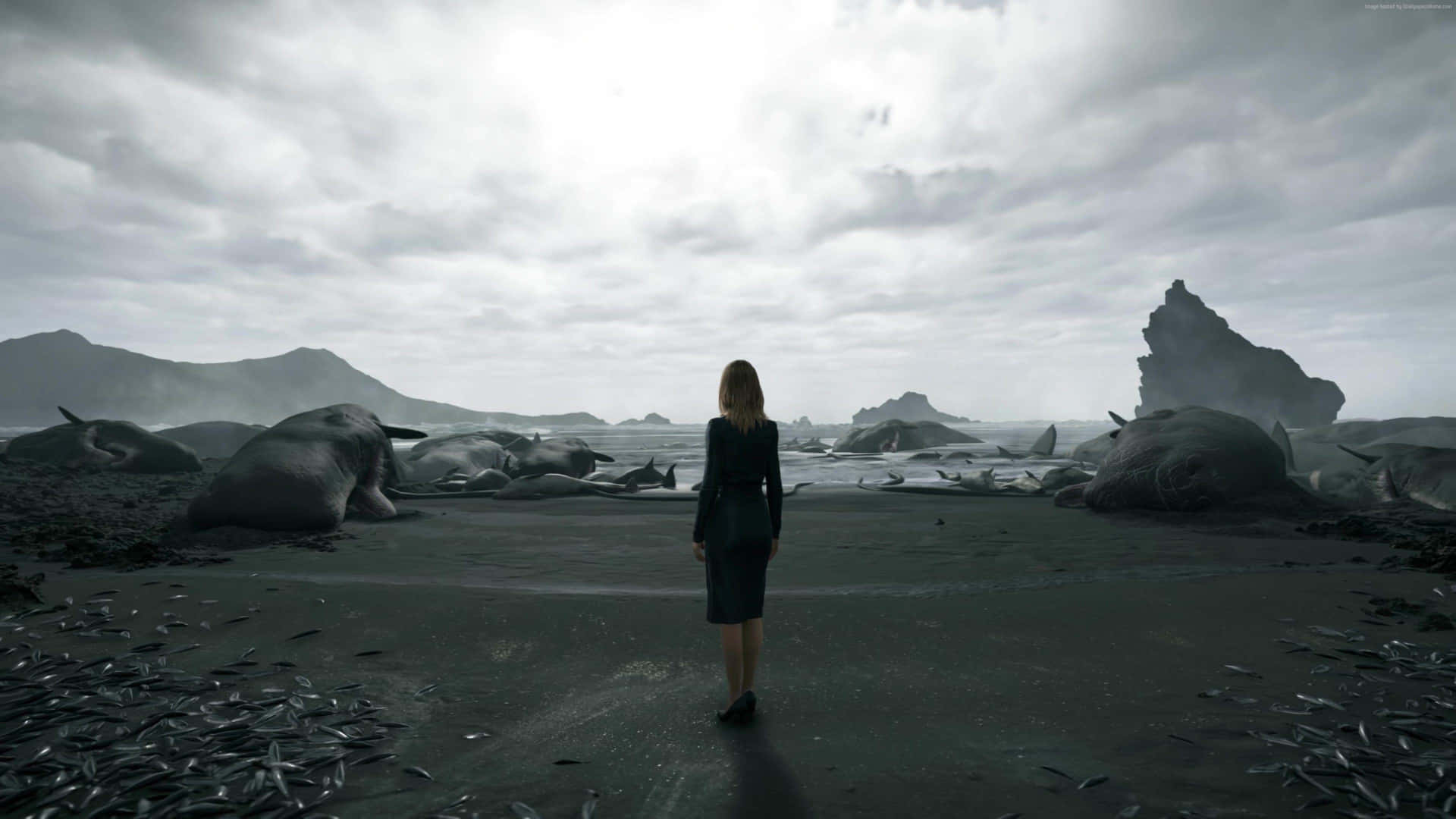 Woman On Beach Death Stranding Pc Background