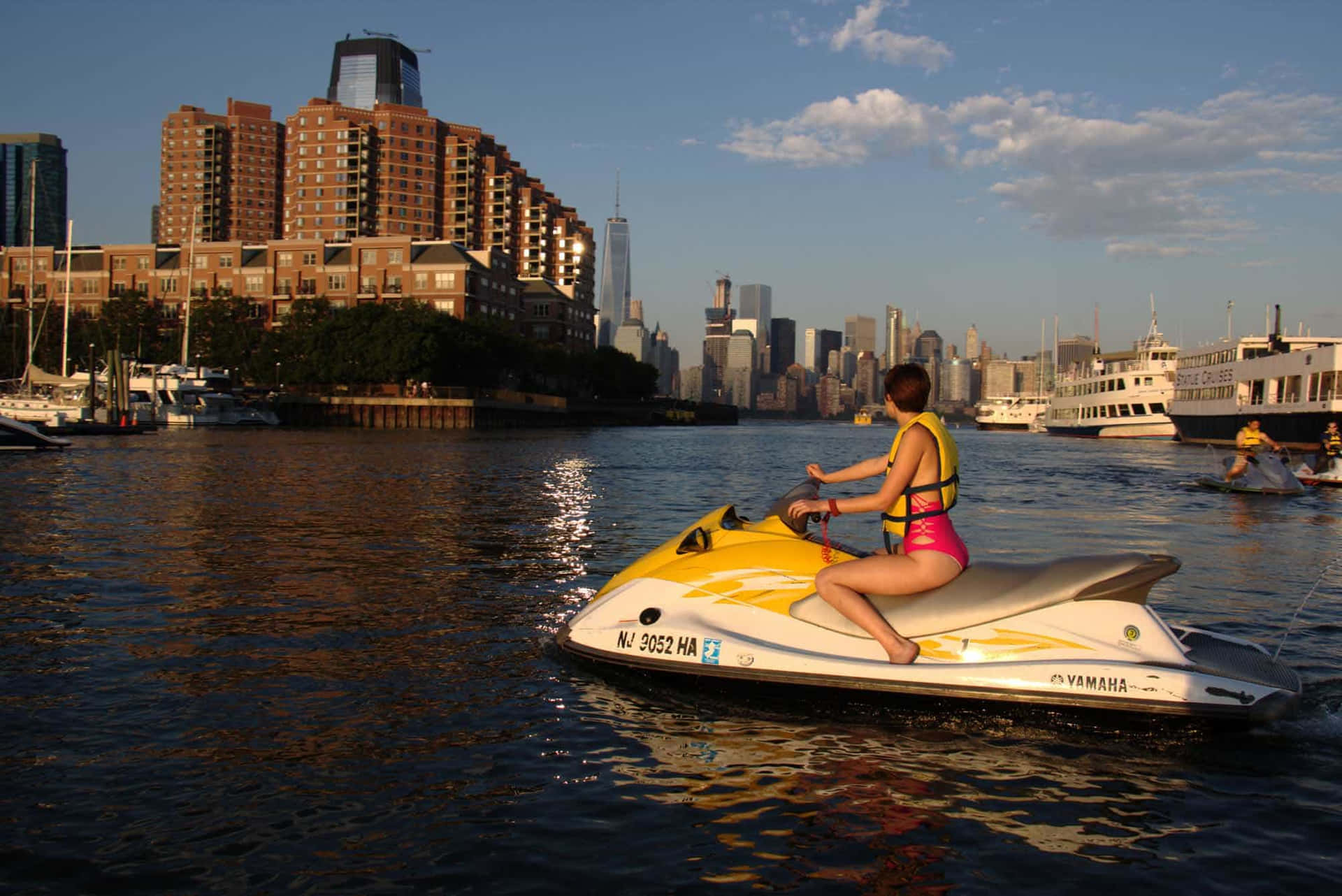 Woman On Jet Ski Background