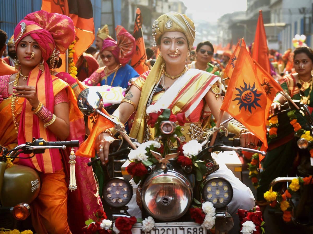 Woman On Motorcycle Gudi Padwa