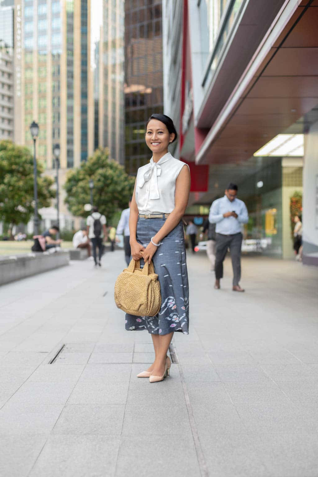 Woman On Sidewalk Wearing Nicholas Kirkwood Heels Background