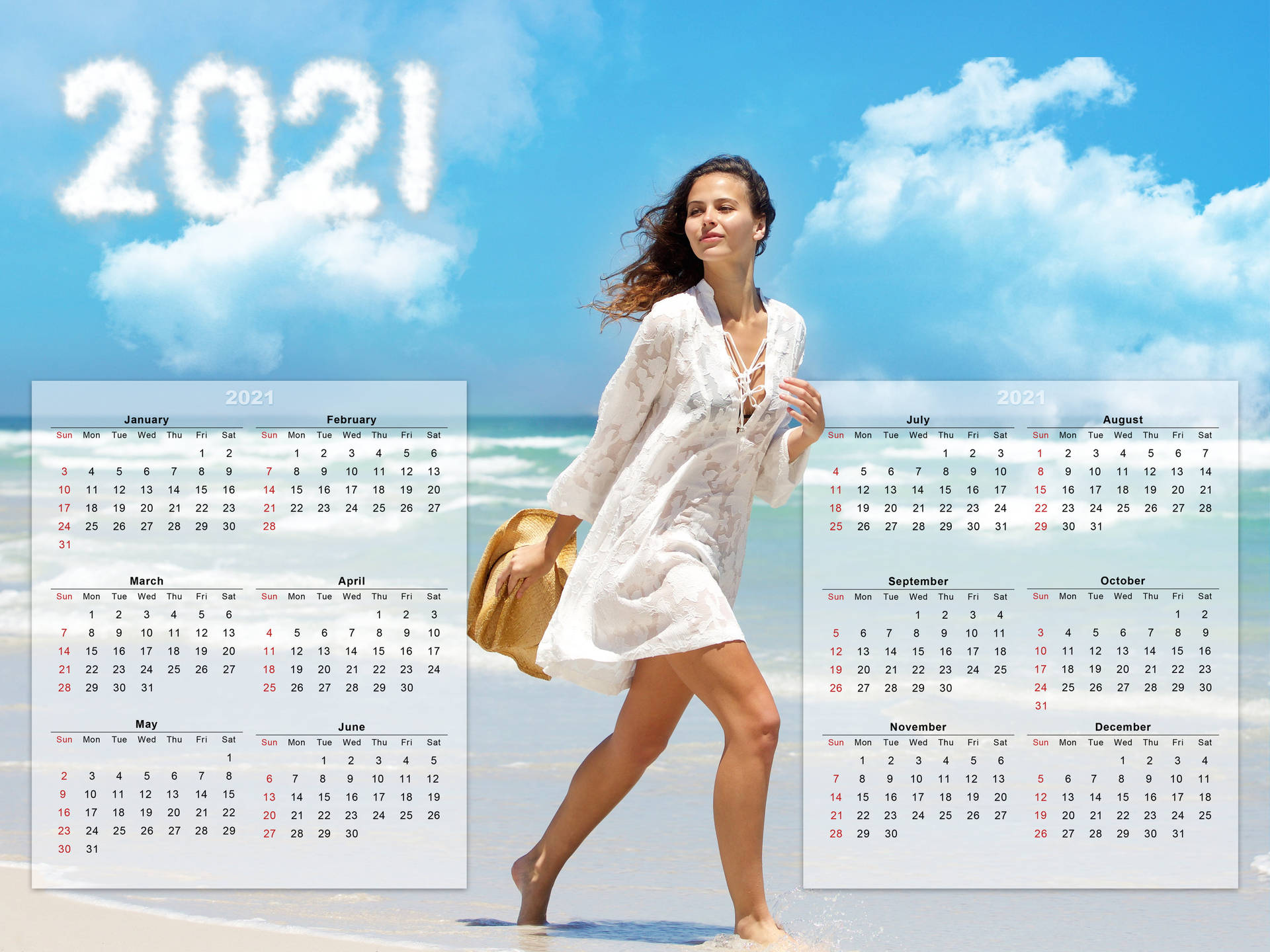 Woman On The Beach 2021 Desktop