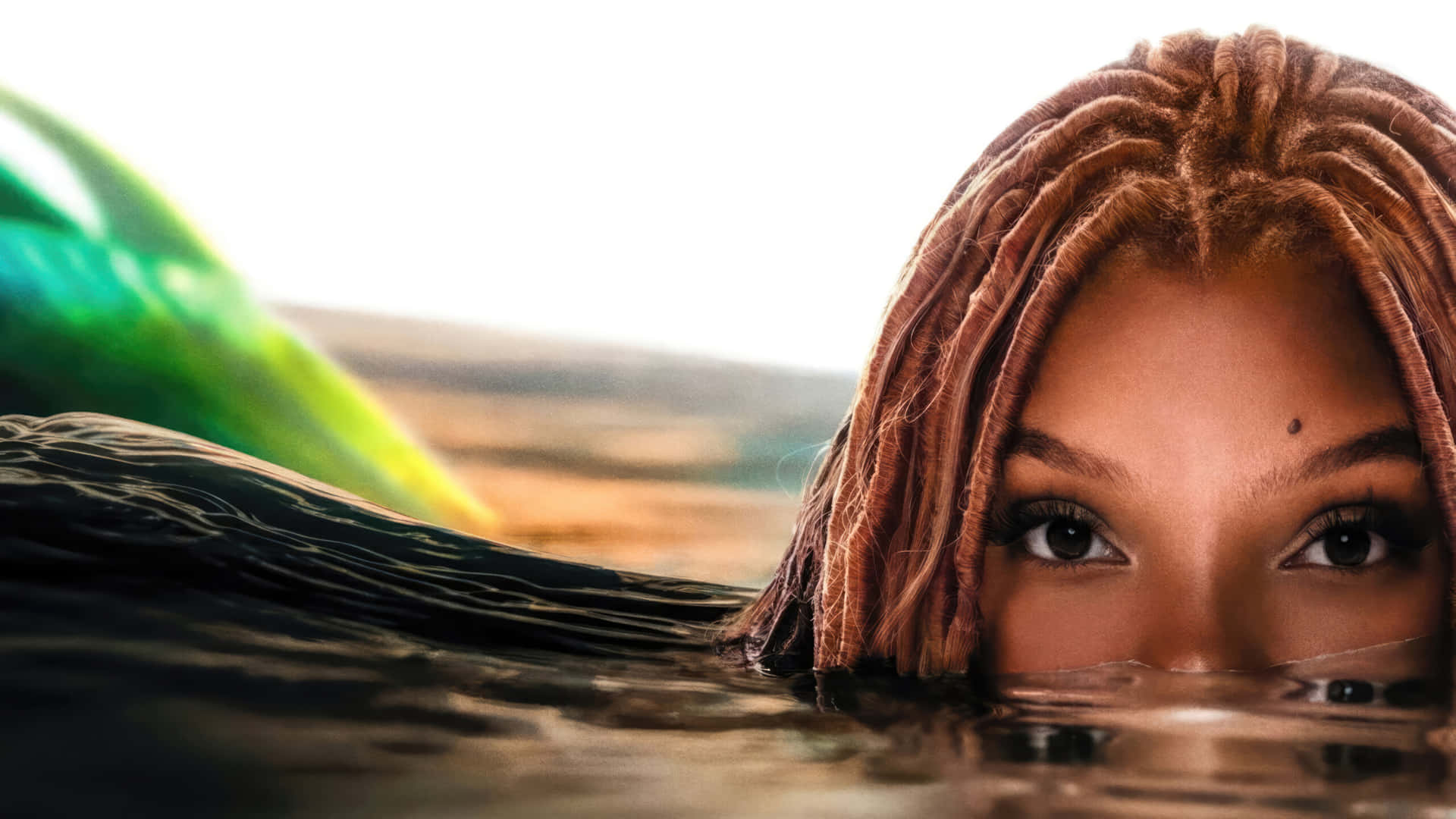 Woman Peering Through Water Background