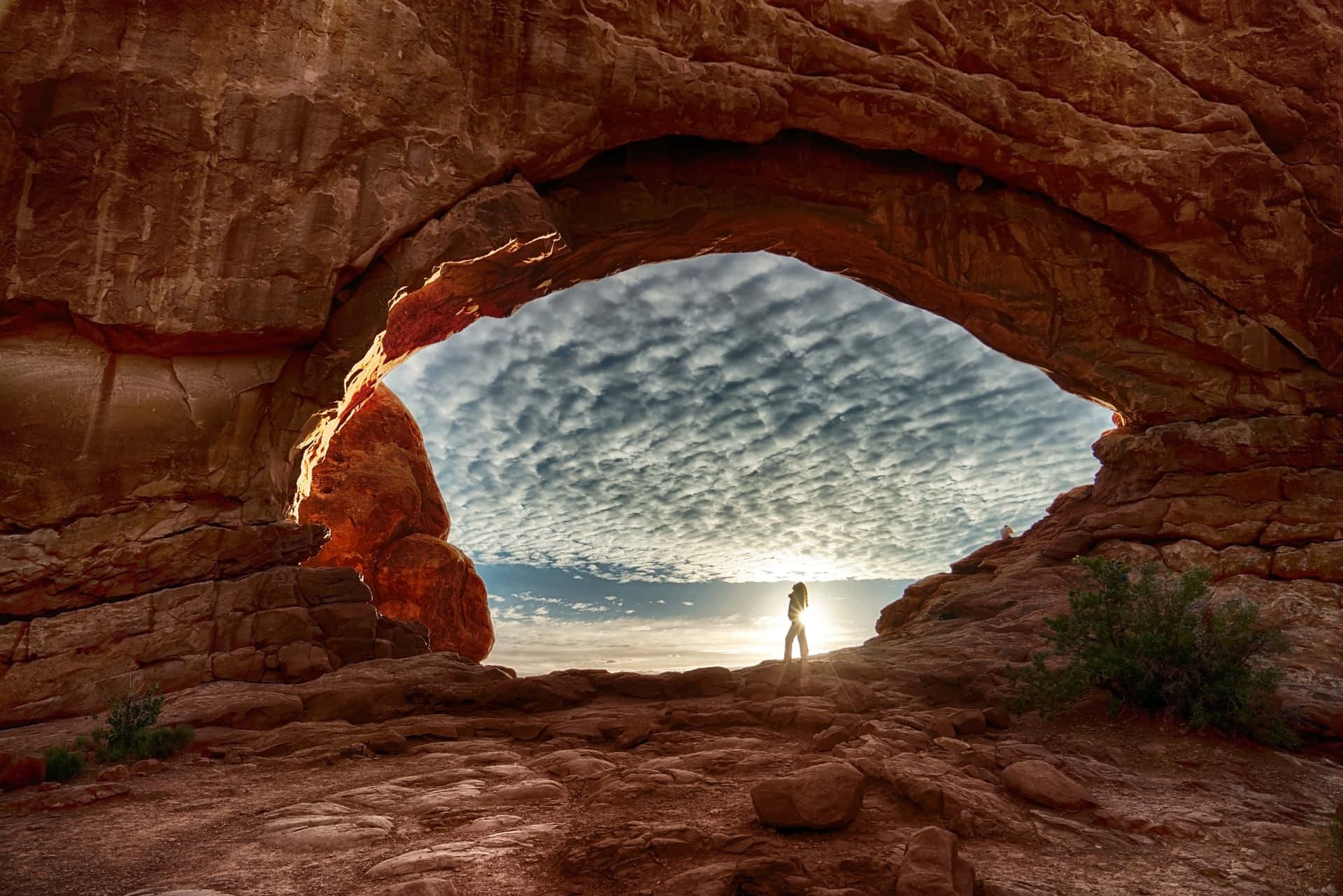 Woman Posing In An Arch Background