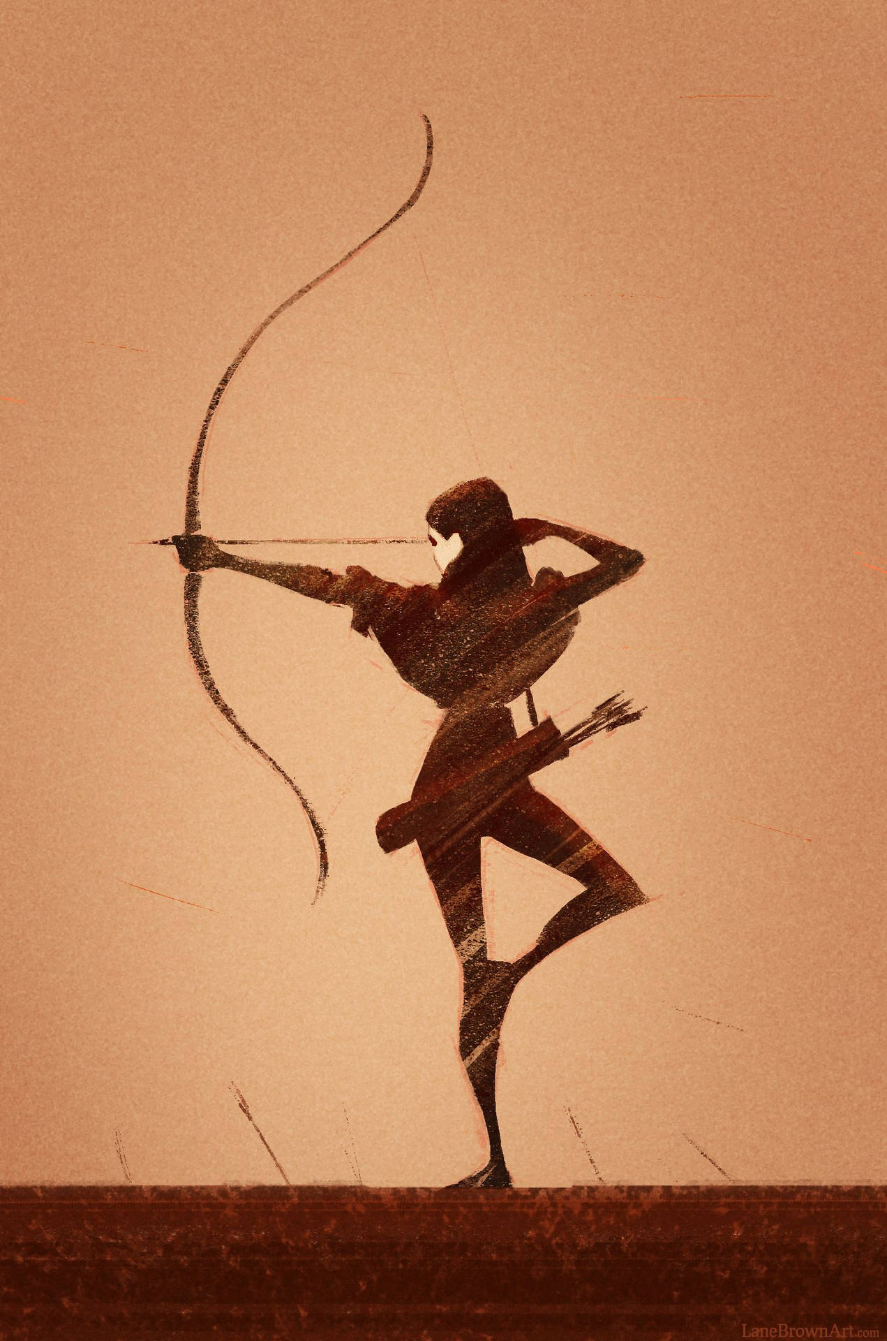Woman Practicing Archery In Artistic Setting Background