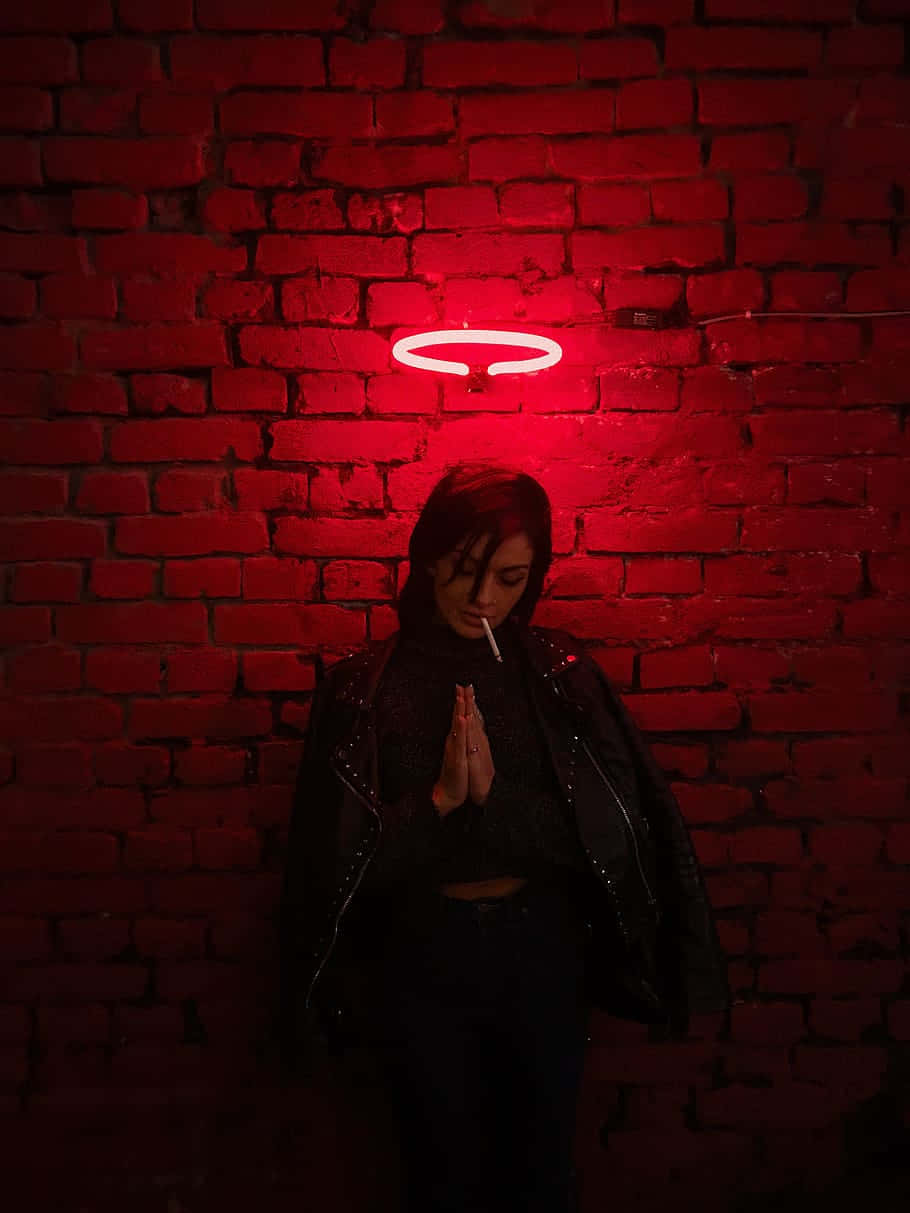 Woman Praying Pose While Smoking Shot