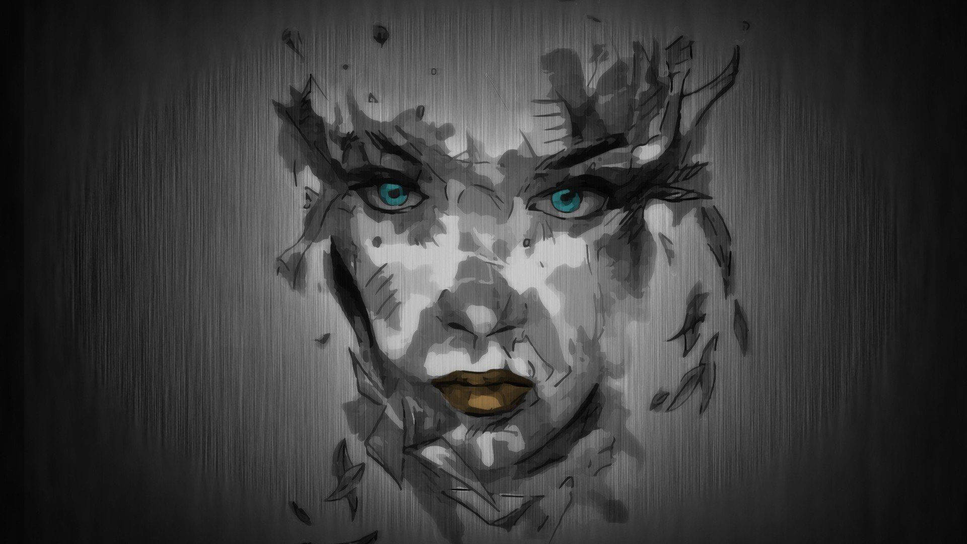 Woman's Face In Dark Grey