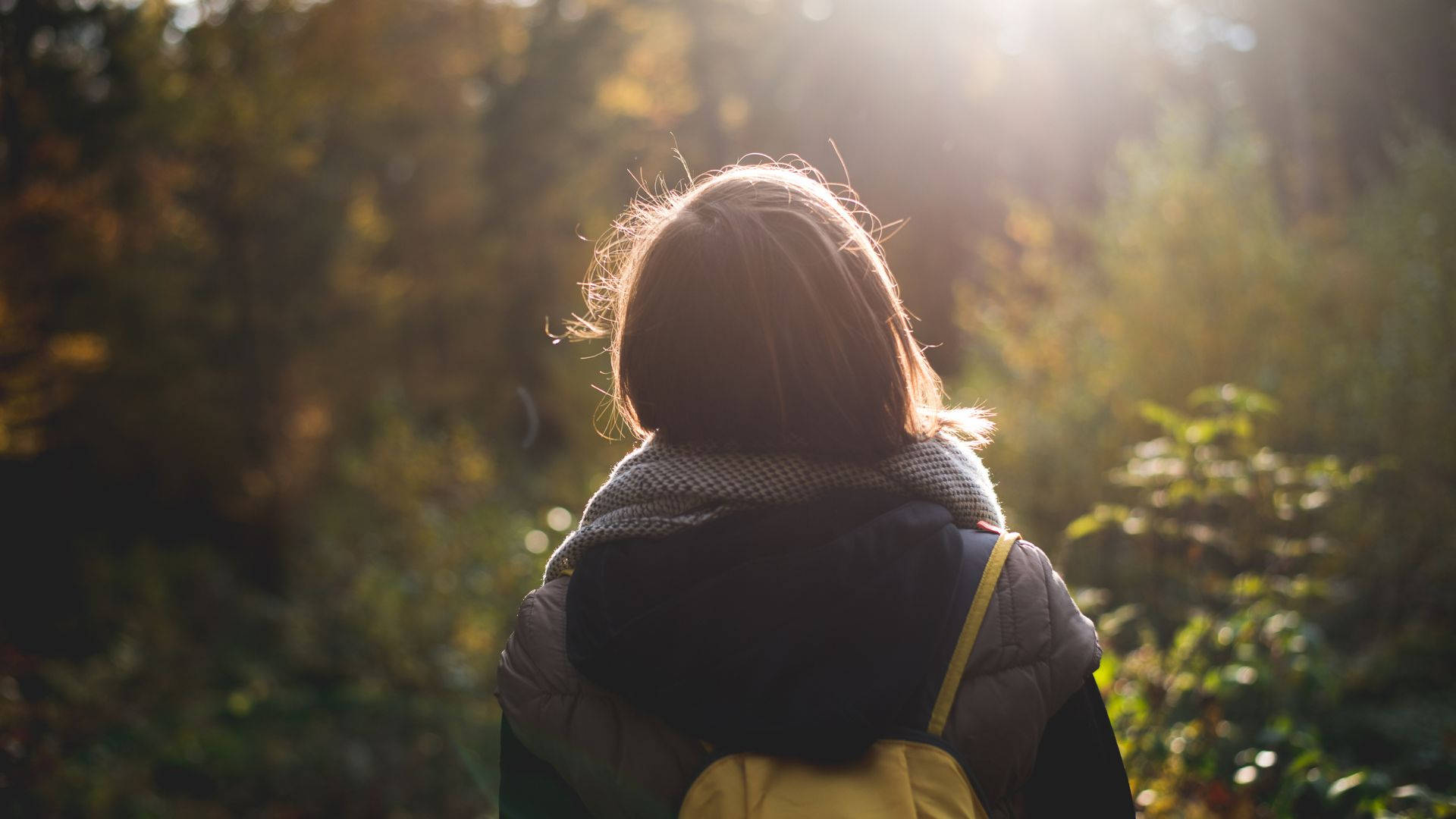 Woman's Woodland Journey Background