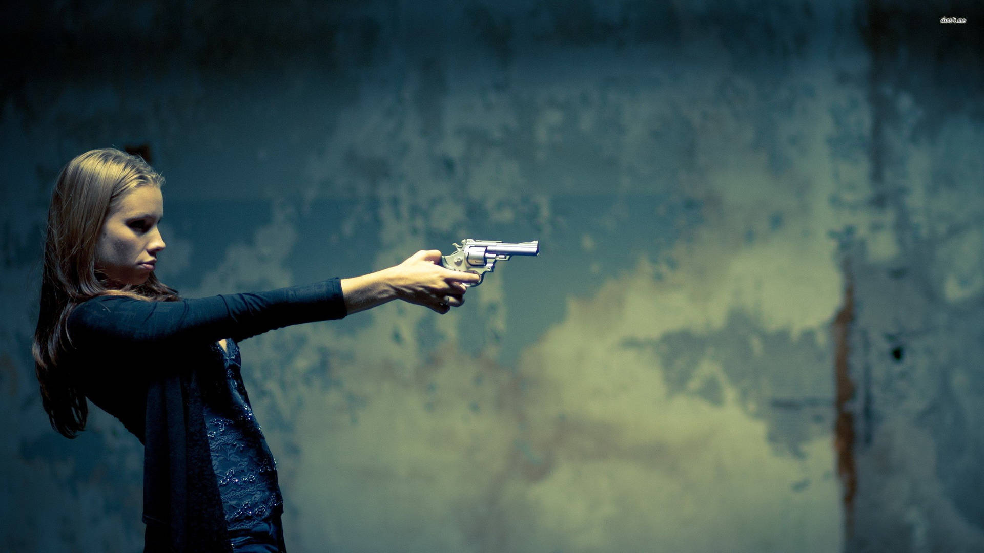 Woman Shooting With A Pistol Background
