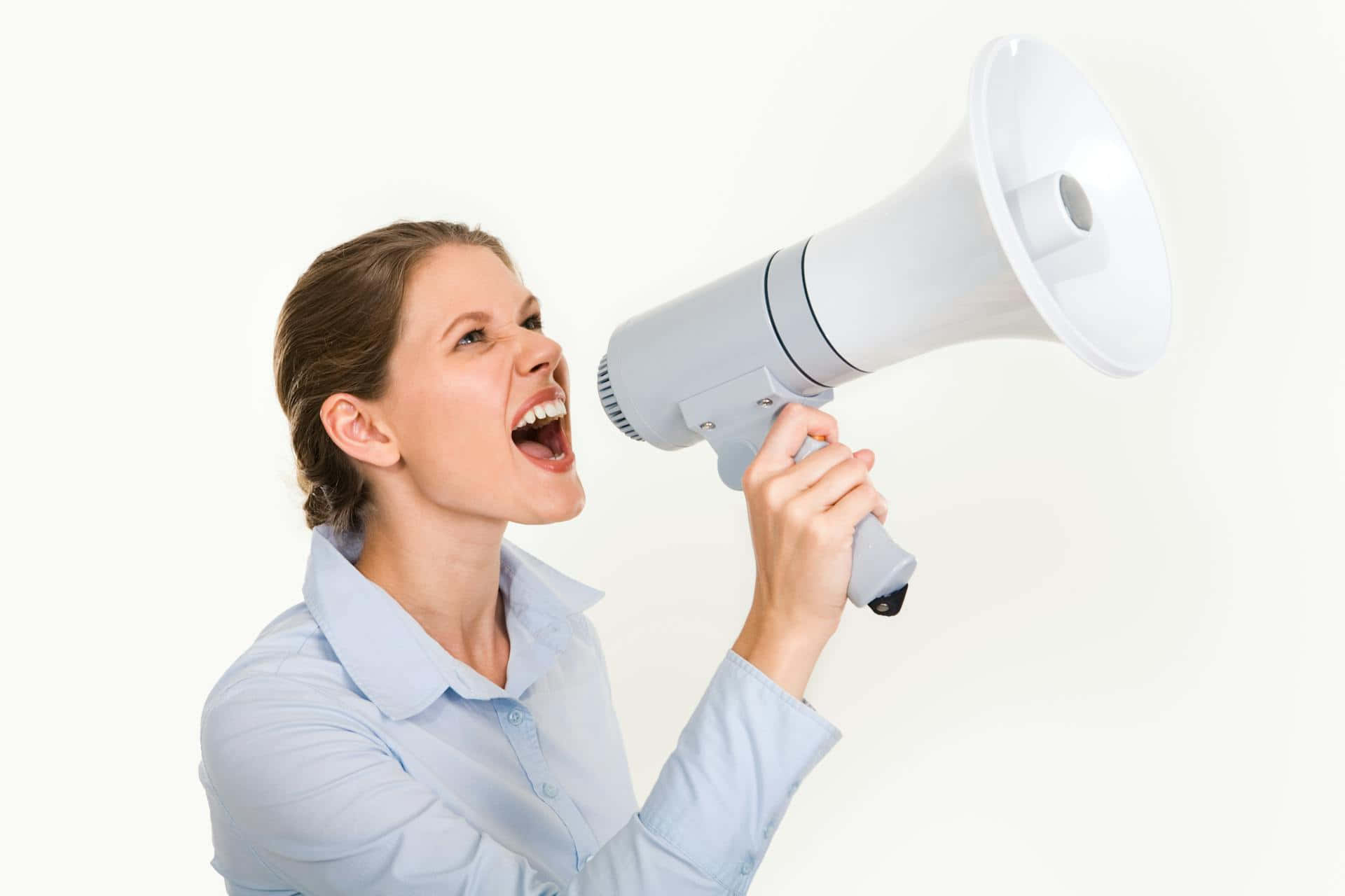 Woman Shouting Through Megaphone Background