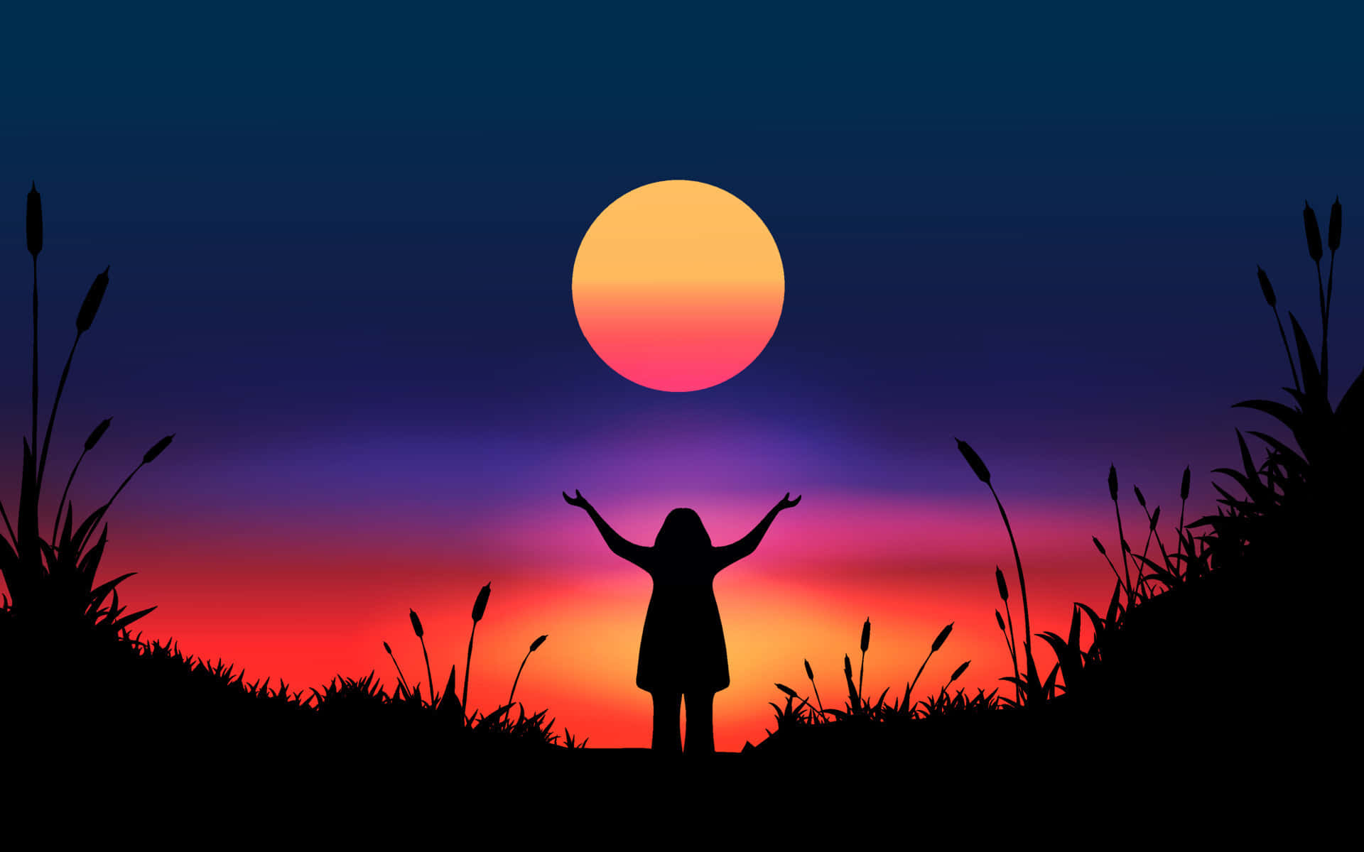 Woman Silhouette With Moon