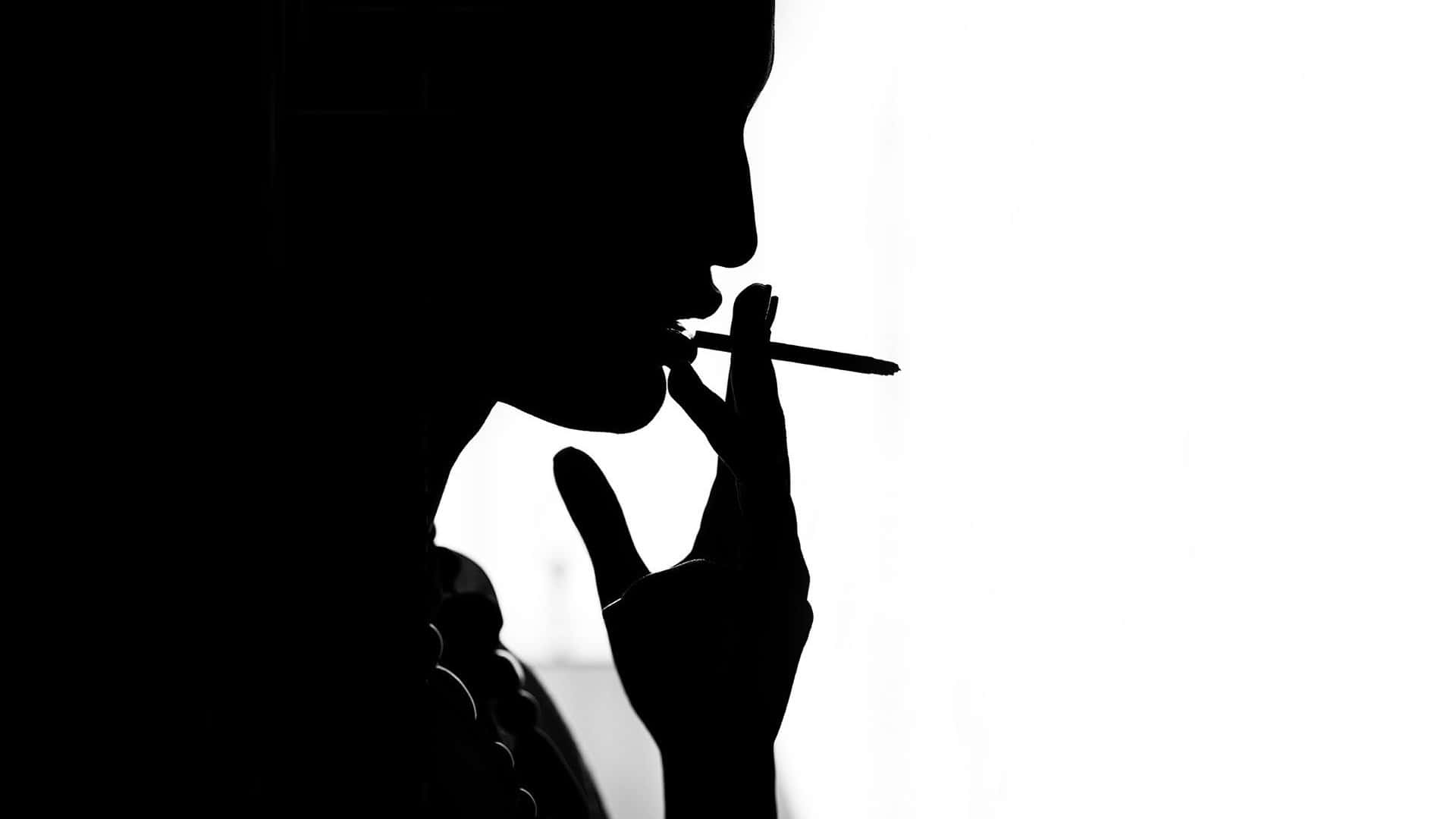 Woman Smoking Silhouette Background