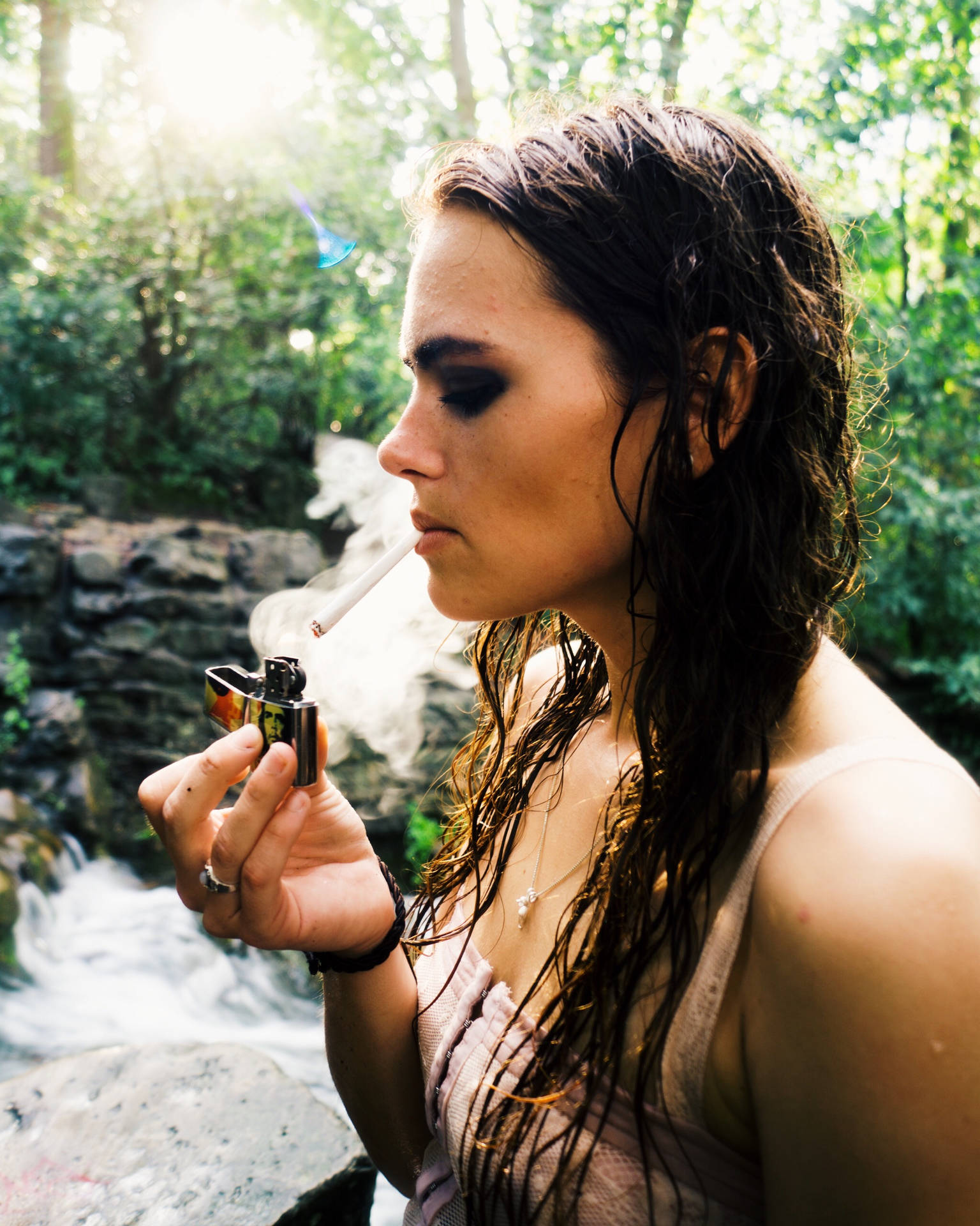 Woman Smoking Weed Joint Background