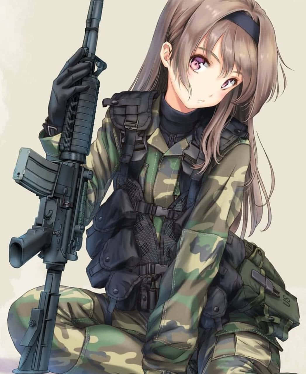 Woman Soldier Uniform Anime Background