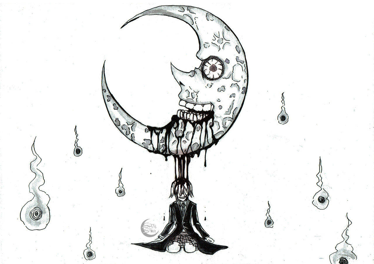 Woman Under Soul Eater Moon Background