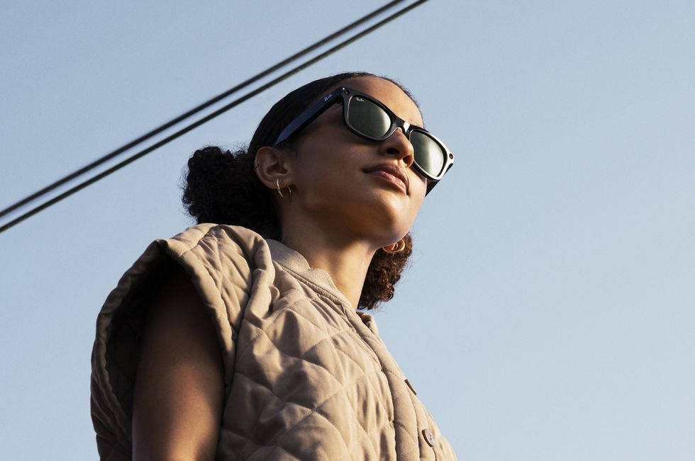 Woman Wearing Ray-ban Camera Glasses