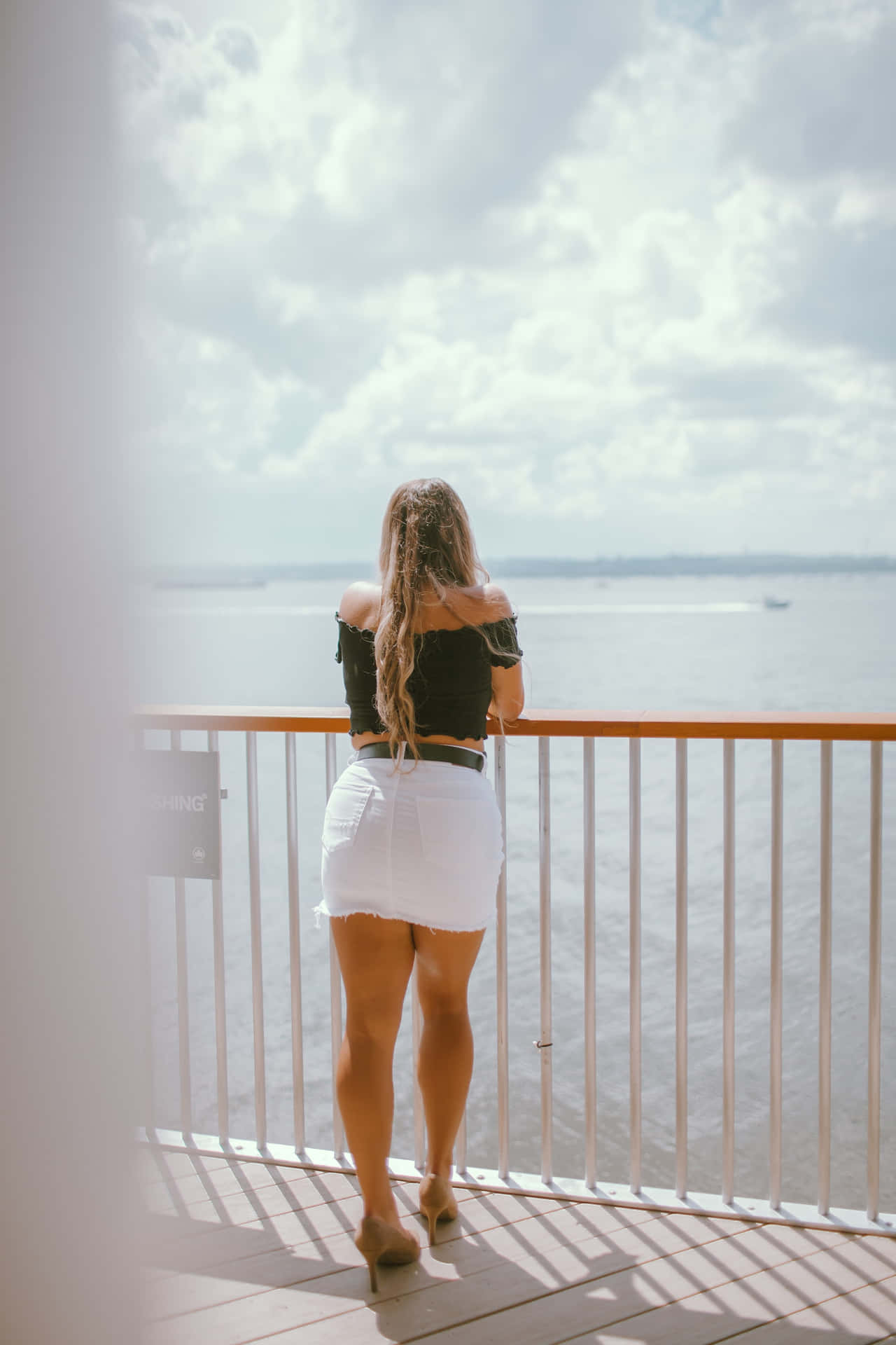 Woman Wearing White Miniskirt Background