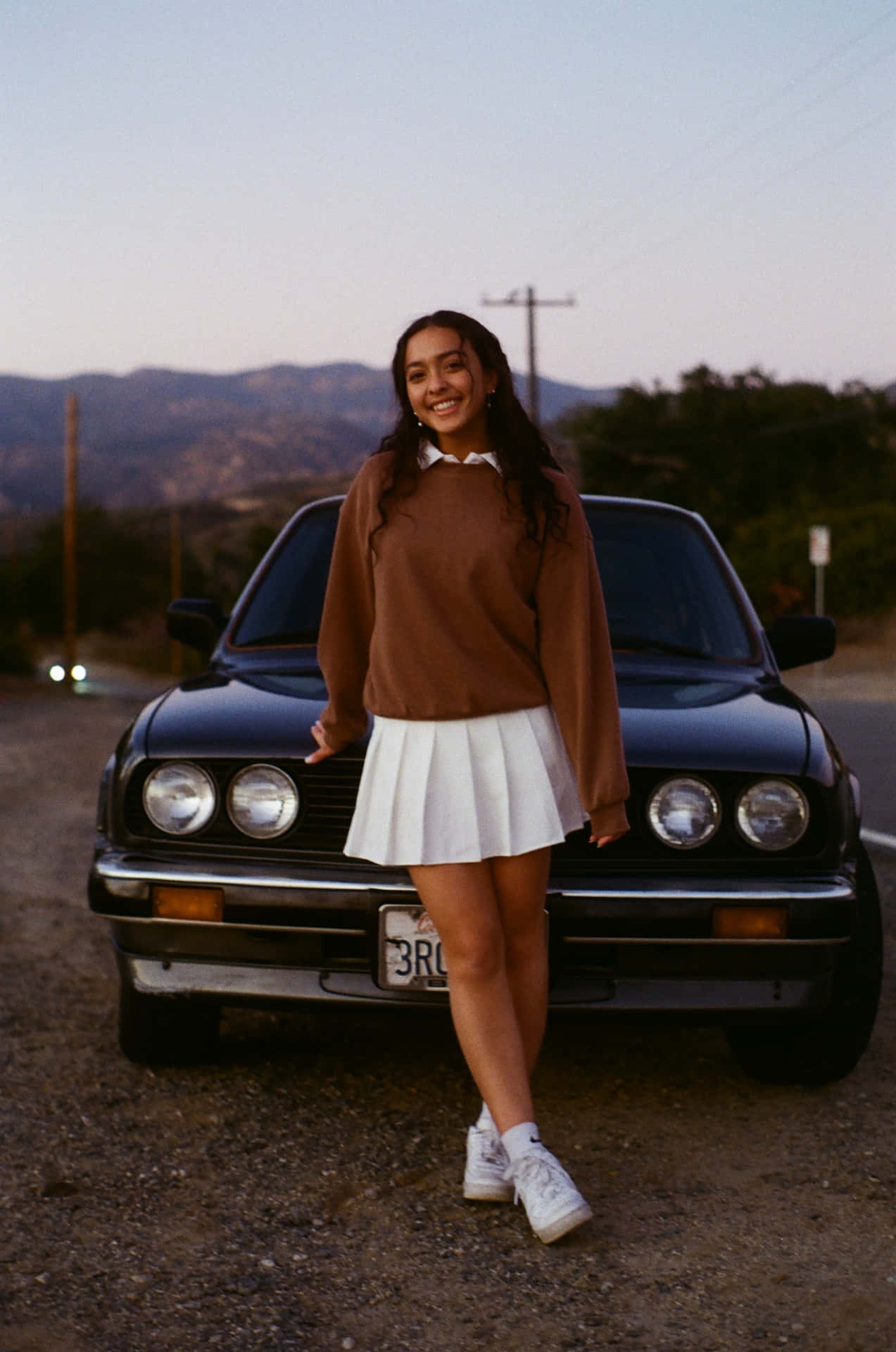 Woman Wearing White Pleated Miniskirt Background