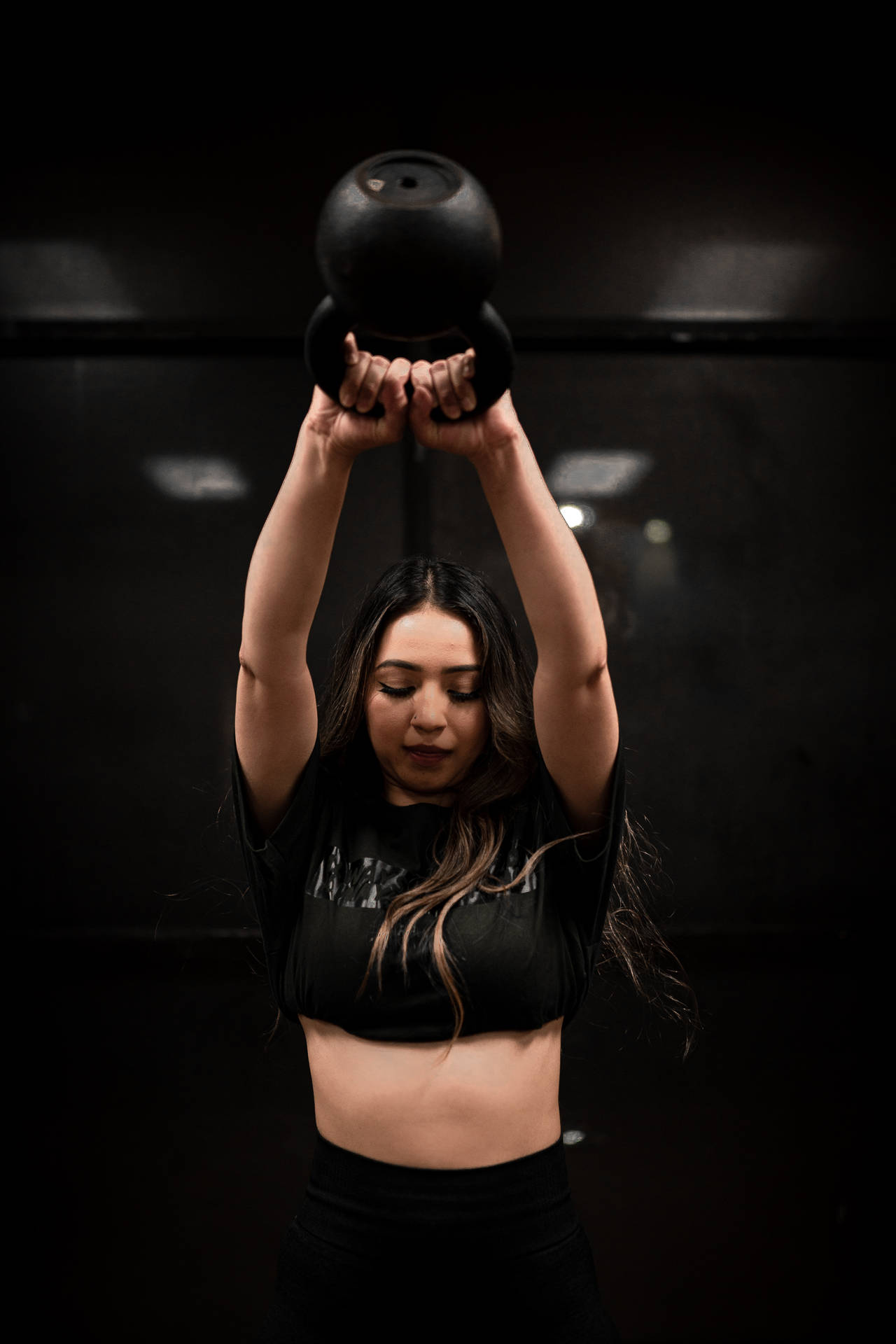 Woman Weightlifting Kettlebell Background