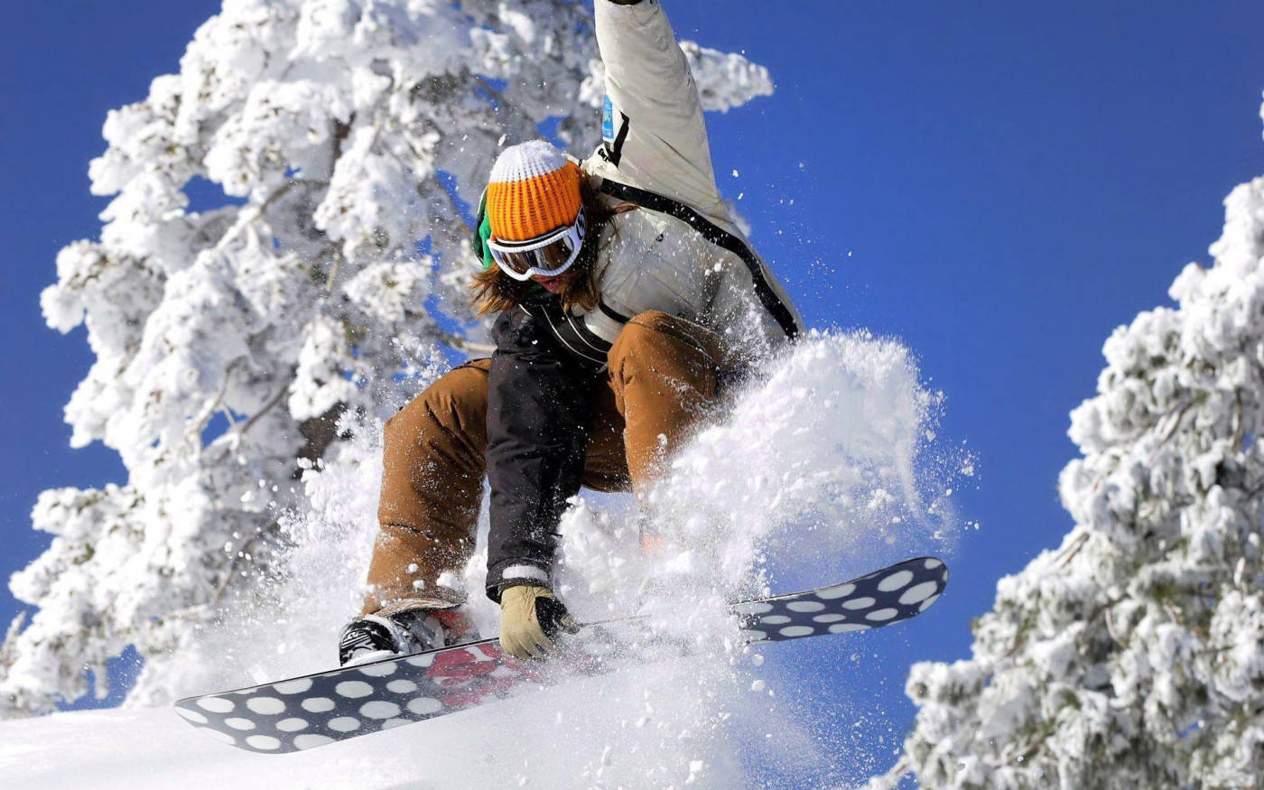 Woman With An Orange Beanie And Snowboard