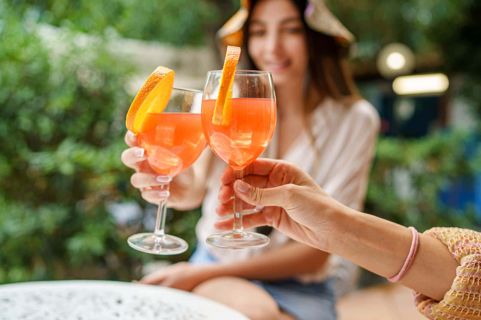 Woman With Aperol Spritz Cocktail Background