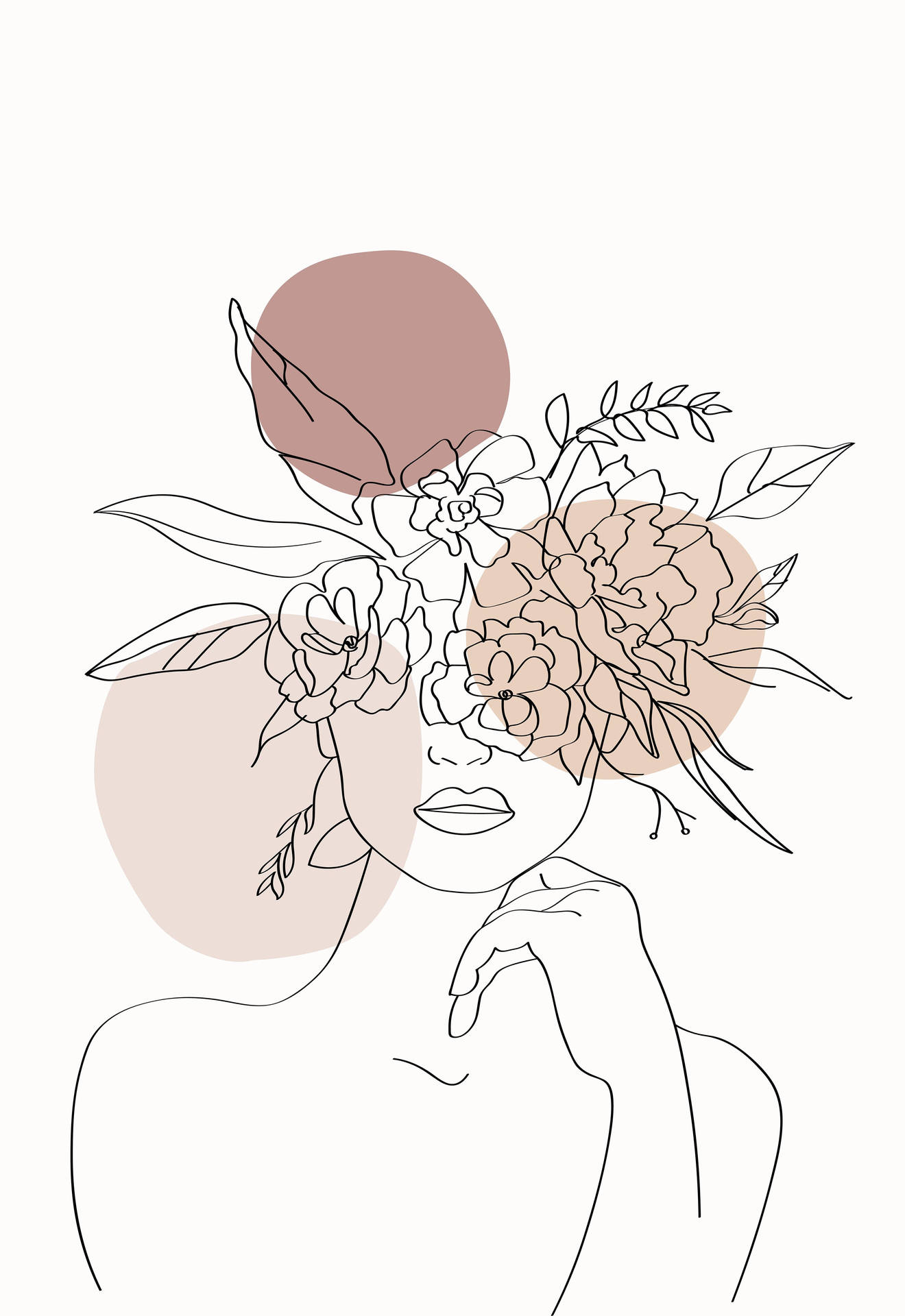 Woman With Flower Hair Aesthetic Sketches