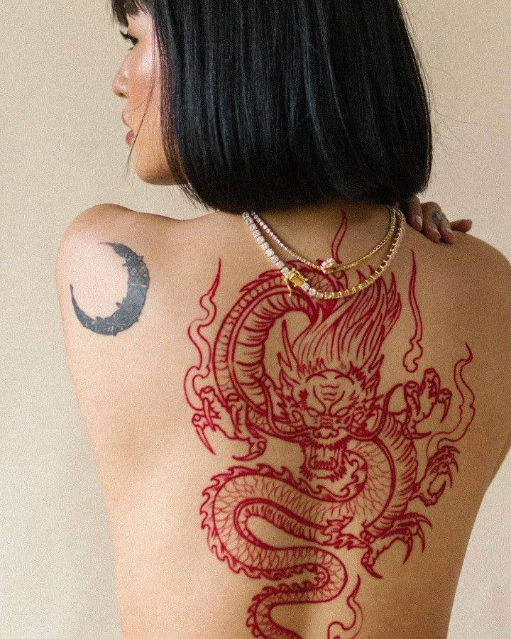 Woman With Japanese Dragon Tattoo