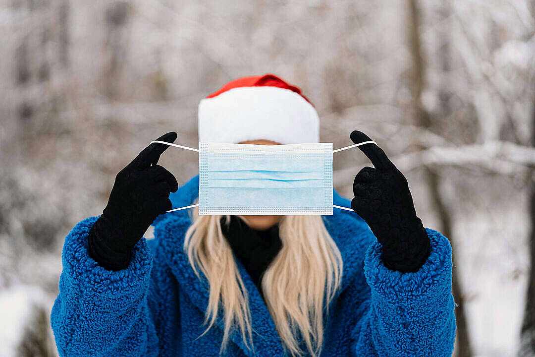 Woman With Mask Winter Desktop Background