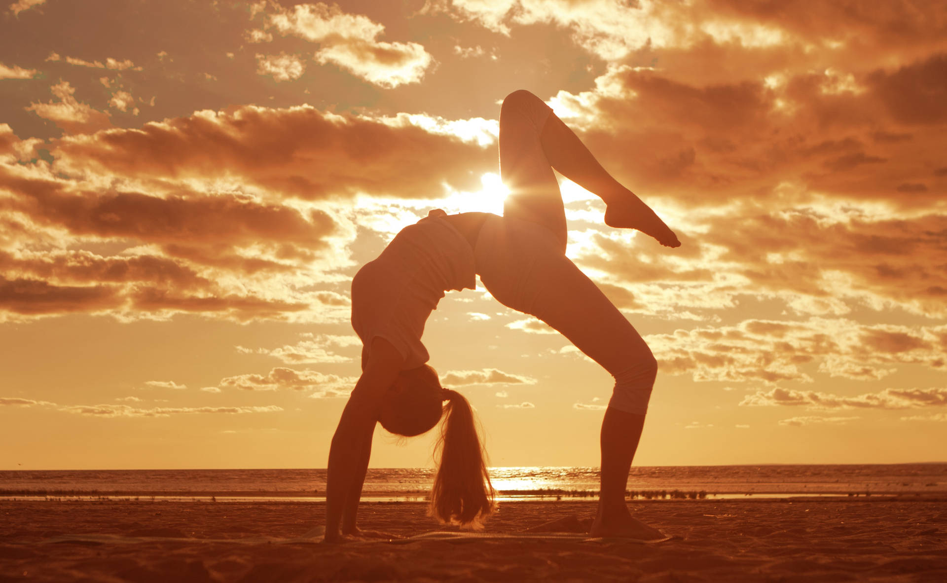 Woman Yoga Stance Aesthetic Background