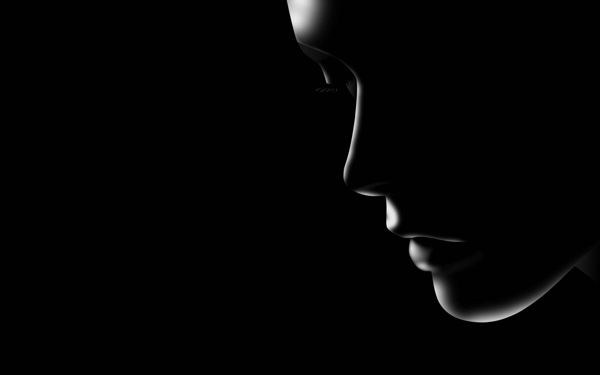 Woman’s Outline Profile In Black Aesthetic Background