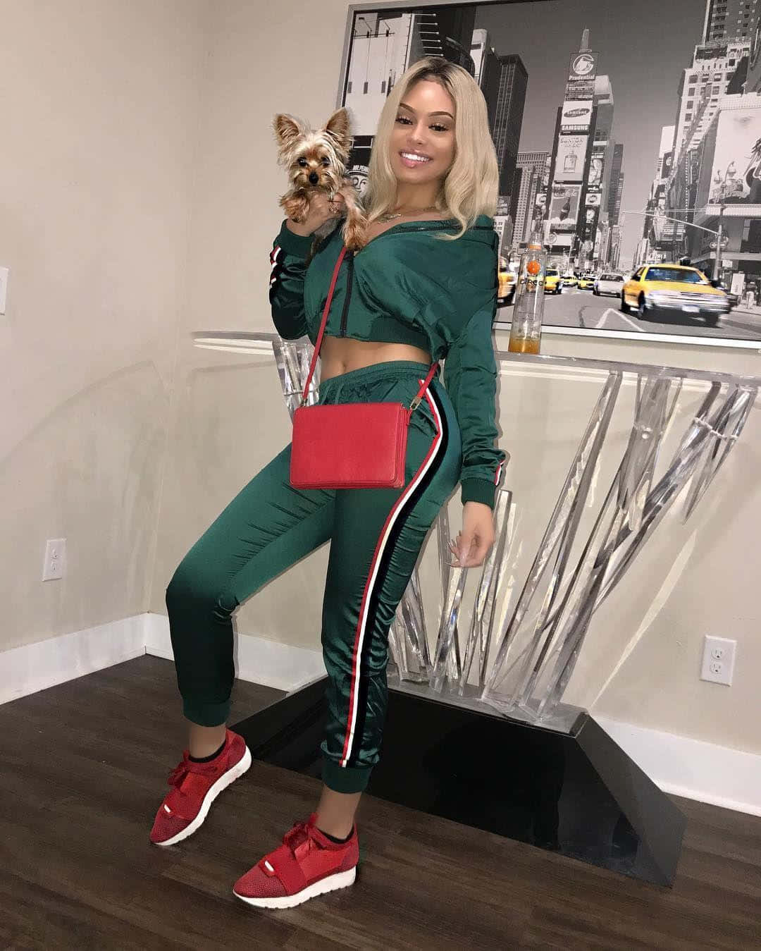 Womanwith Dogin Stylish Outfit Background