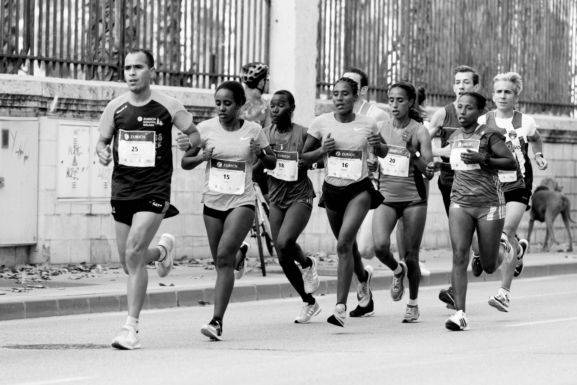 Women Black And White Marathon Background