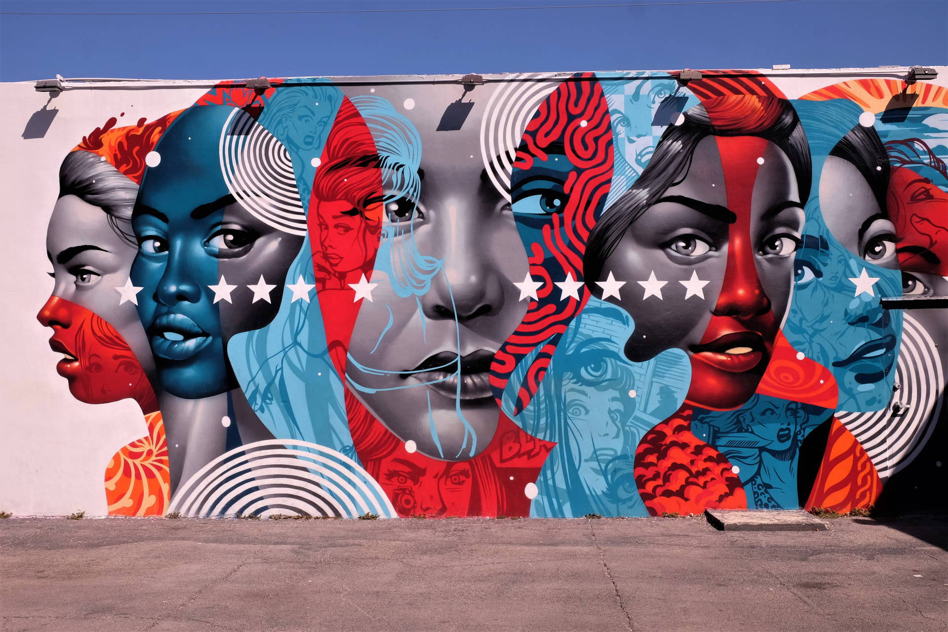 Women Faces Street Art Mural Background