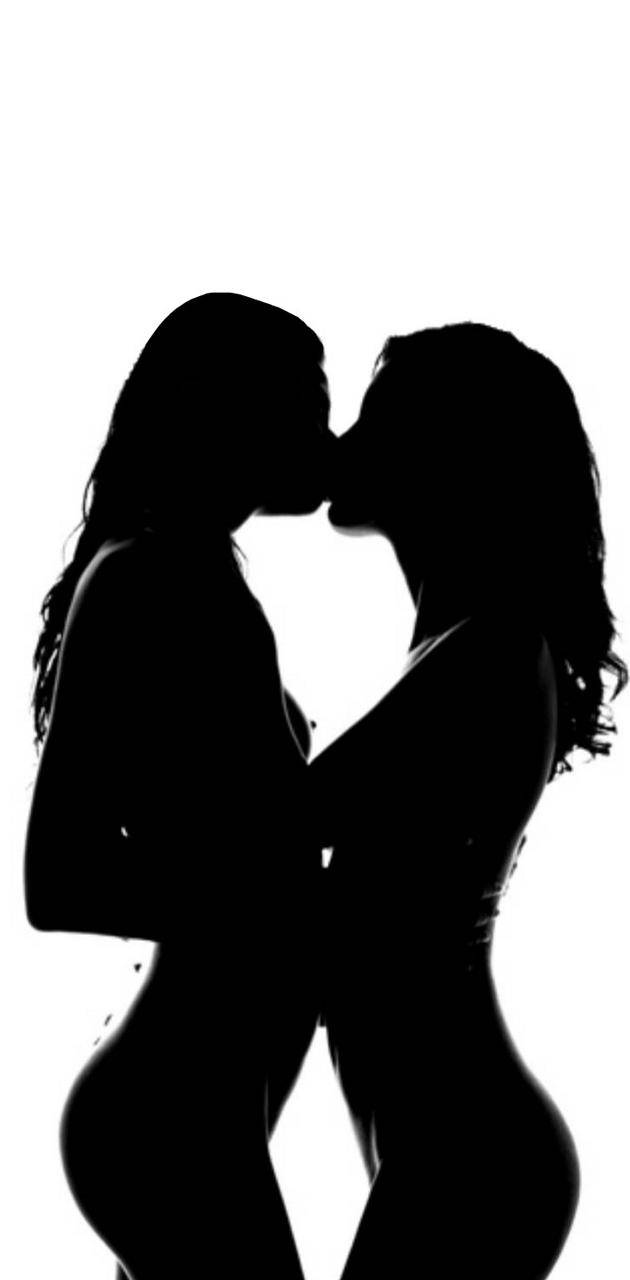 Women Kissing Silhouette Background