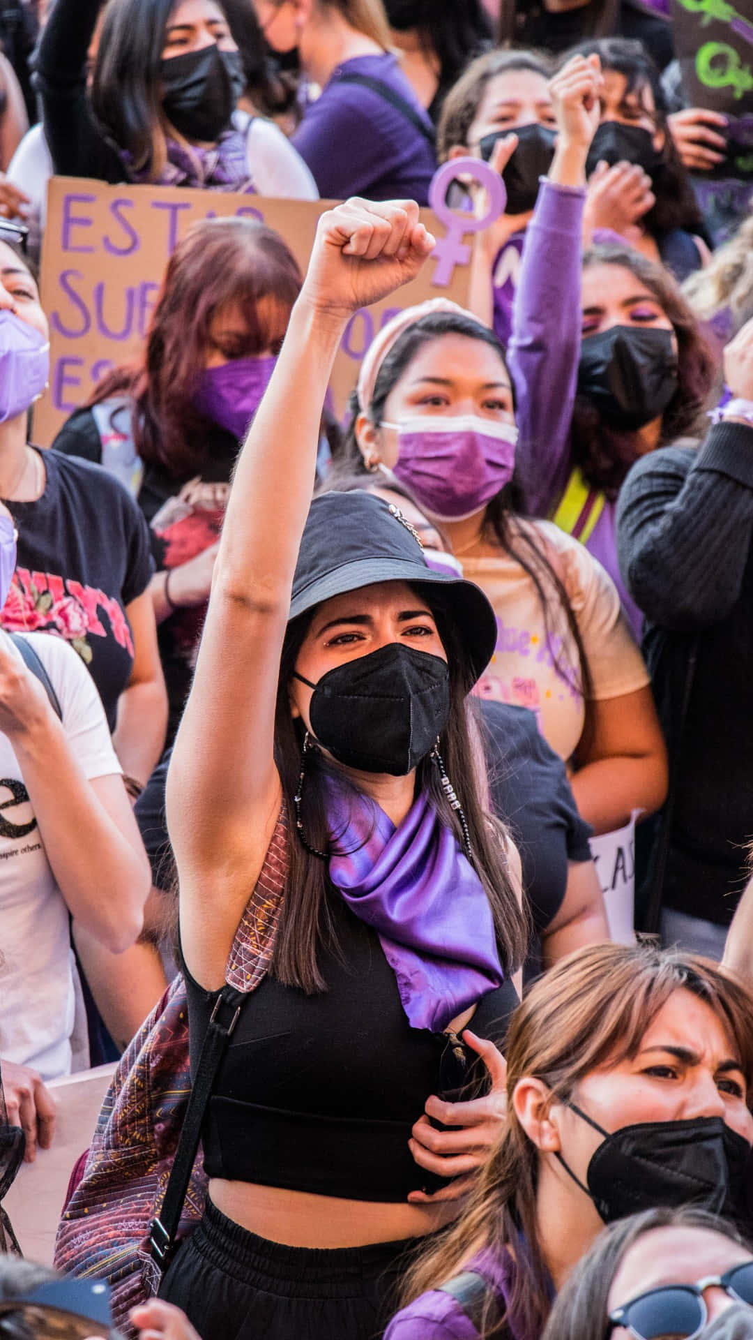 Women's Rights Protest Raised Fist Background