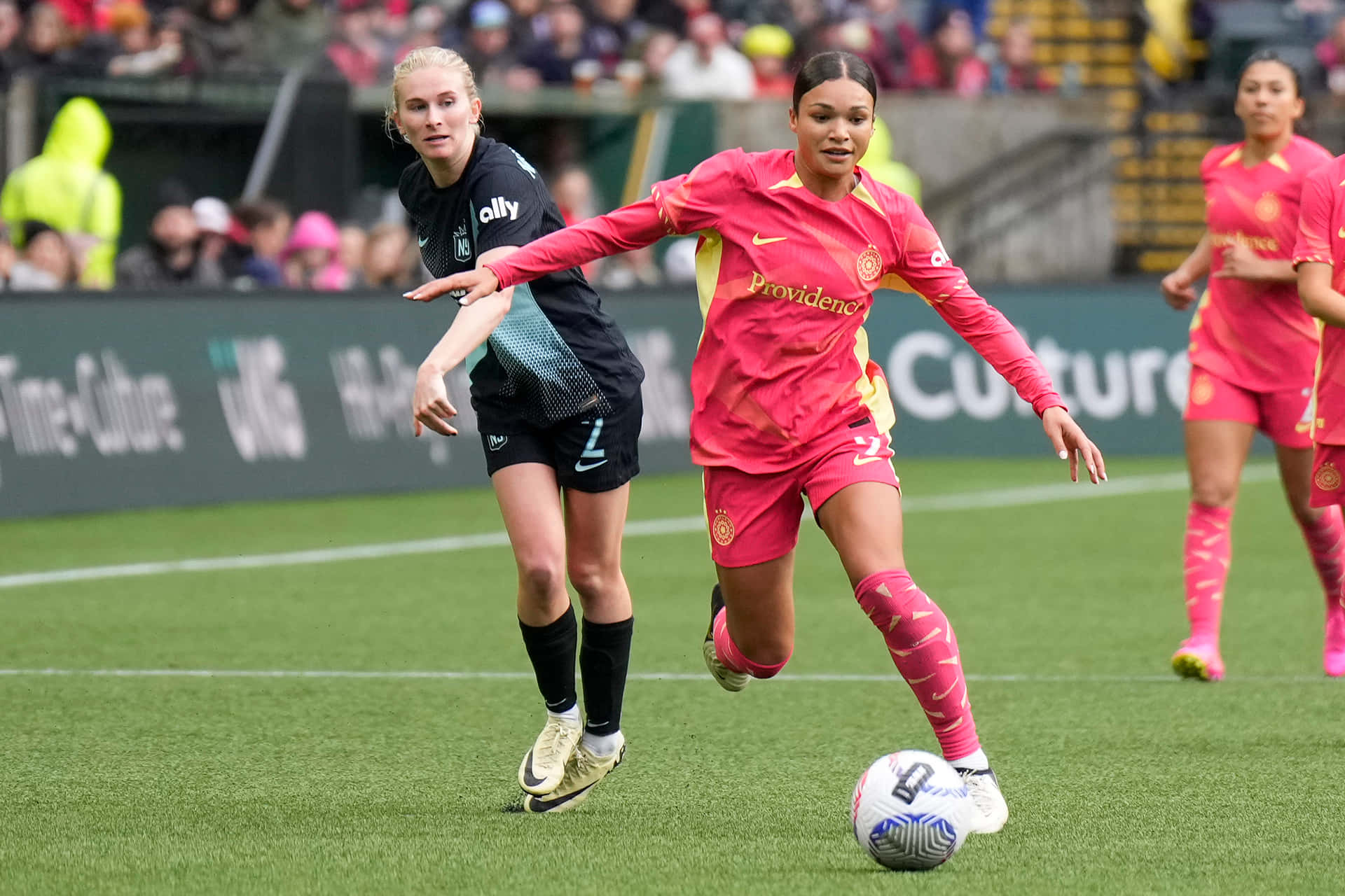 Women Soccer Match Action Background