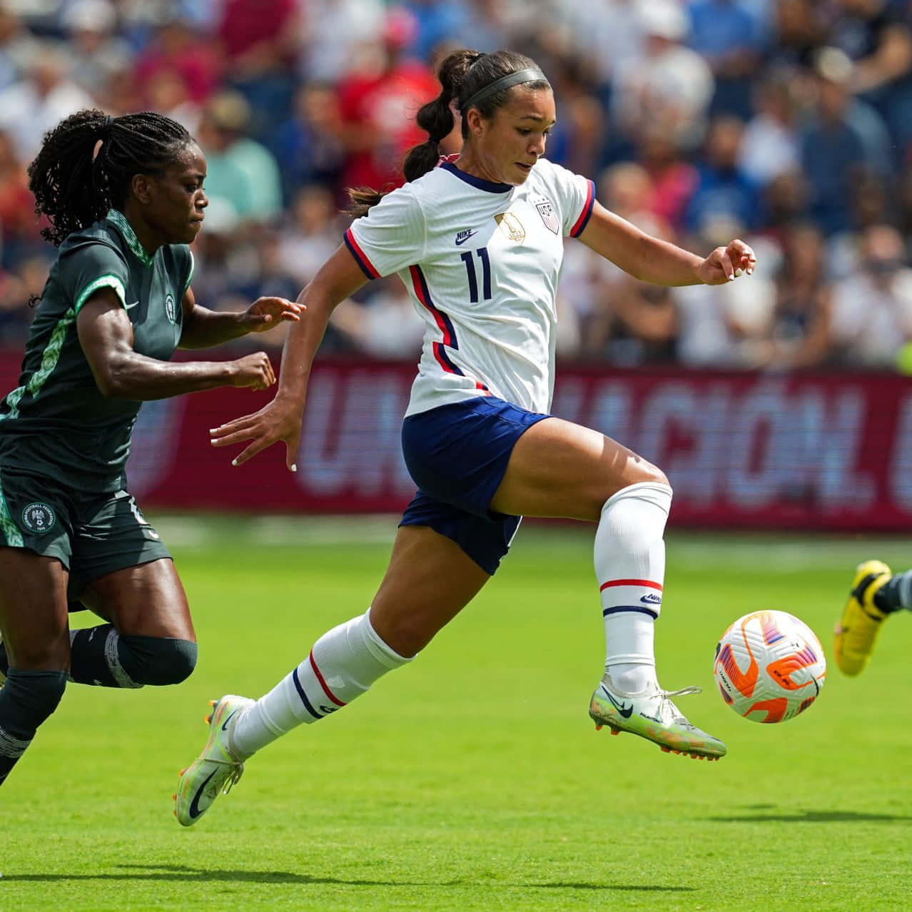 Women Soccer Match Action Background