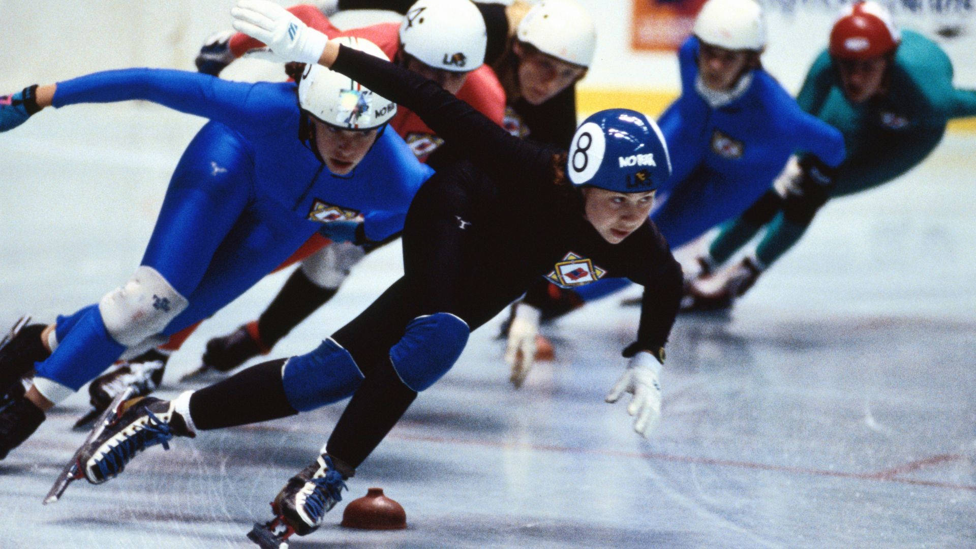 Women Speed Skating In The Ice